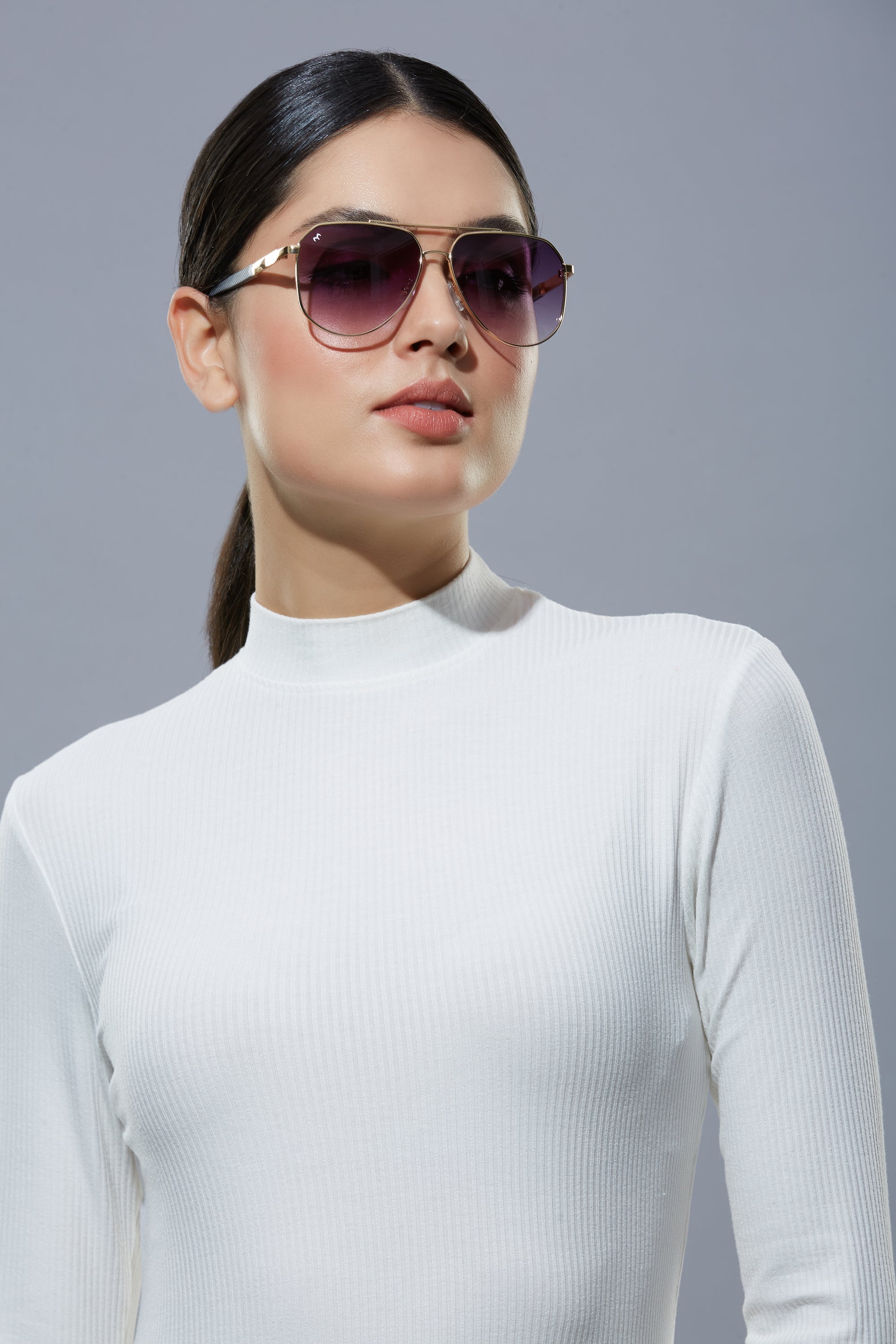 HexChic - Unisex Metal Brown Hexagon Sunglasses