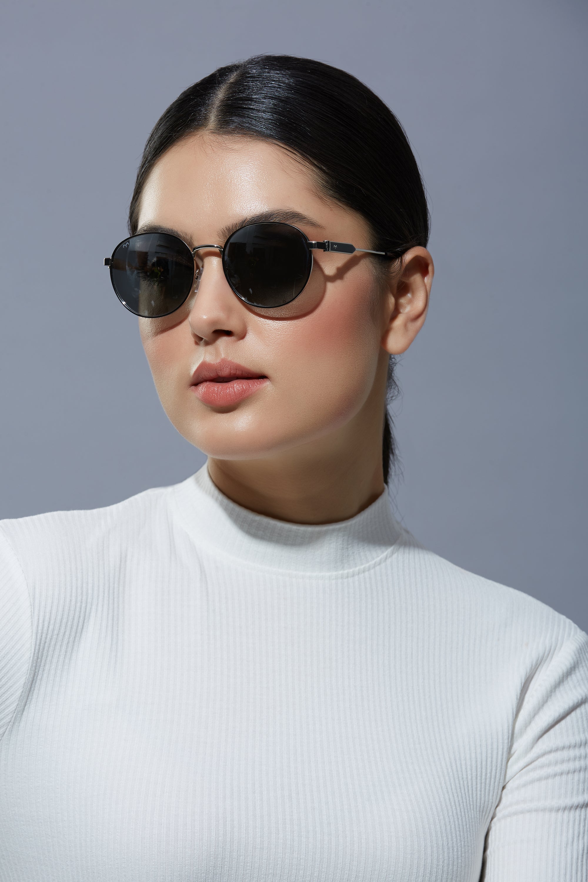 OvaLux - Blue Metal Oval Sunglasses For Women
