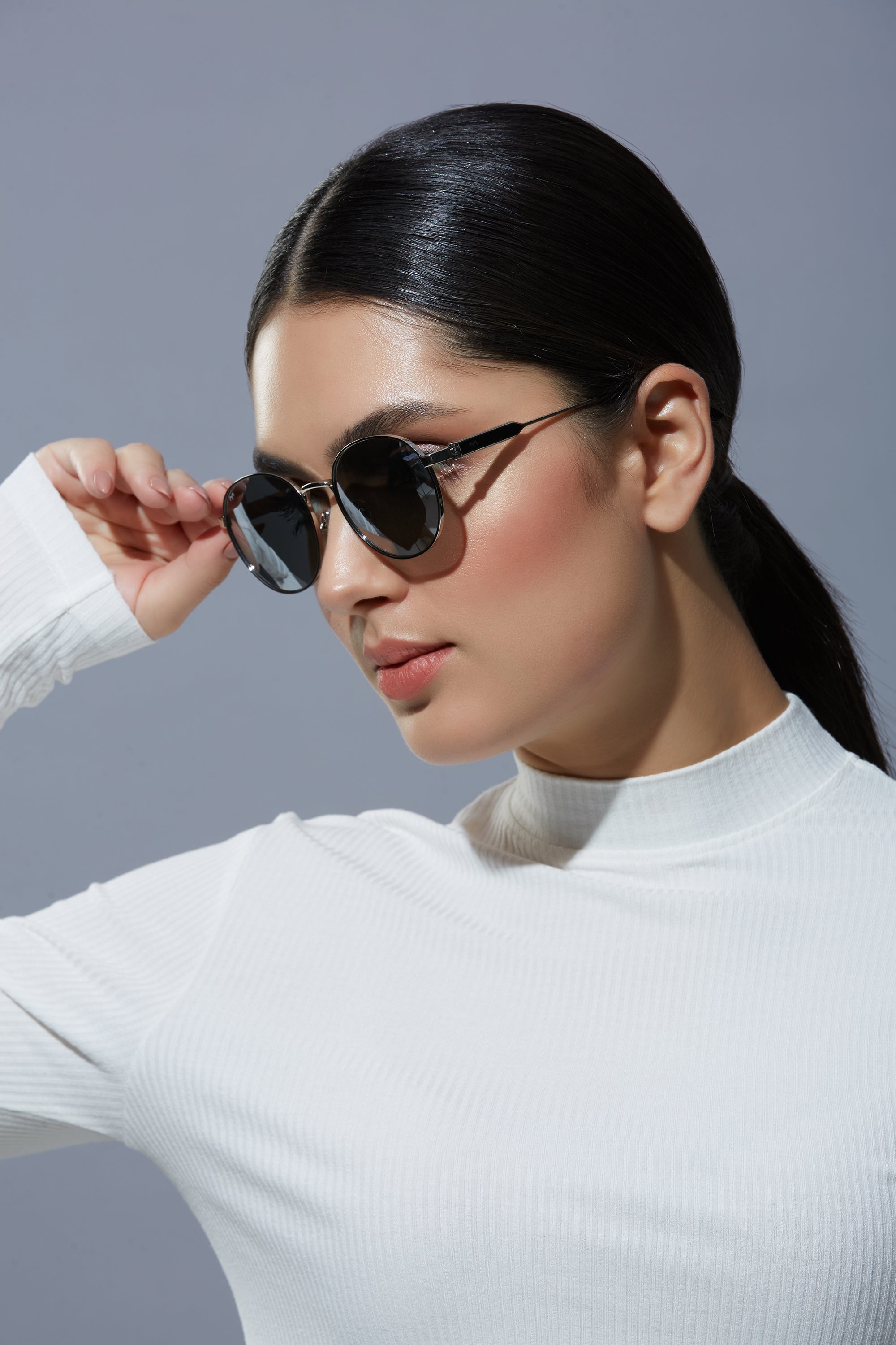 OvaLux - Blue Metal Oval Sunglasses For Women