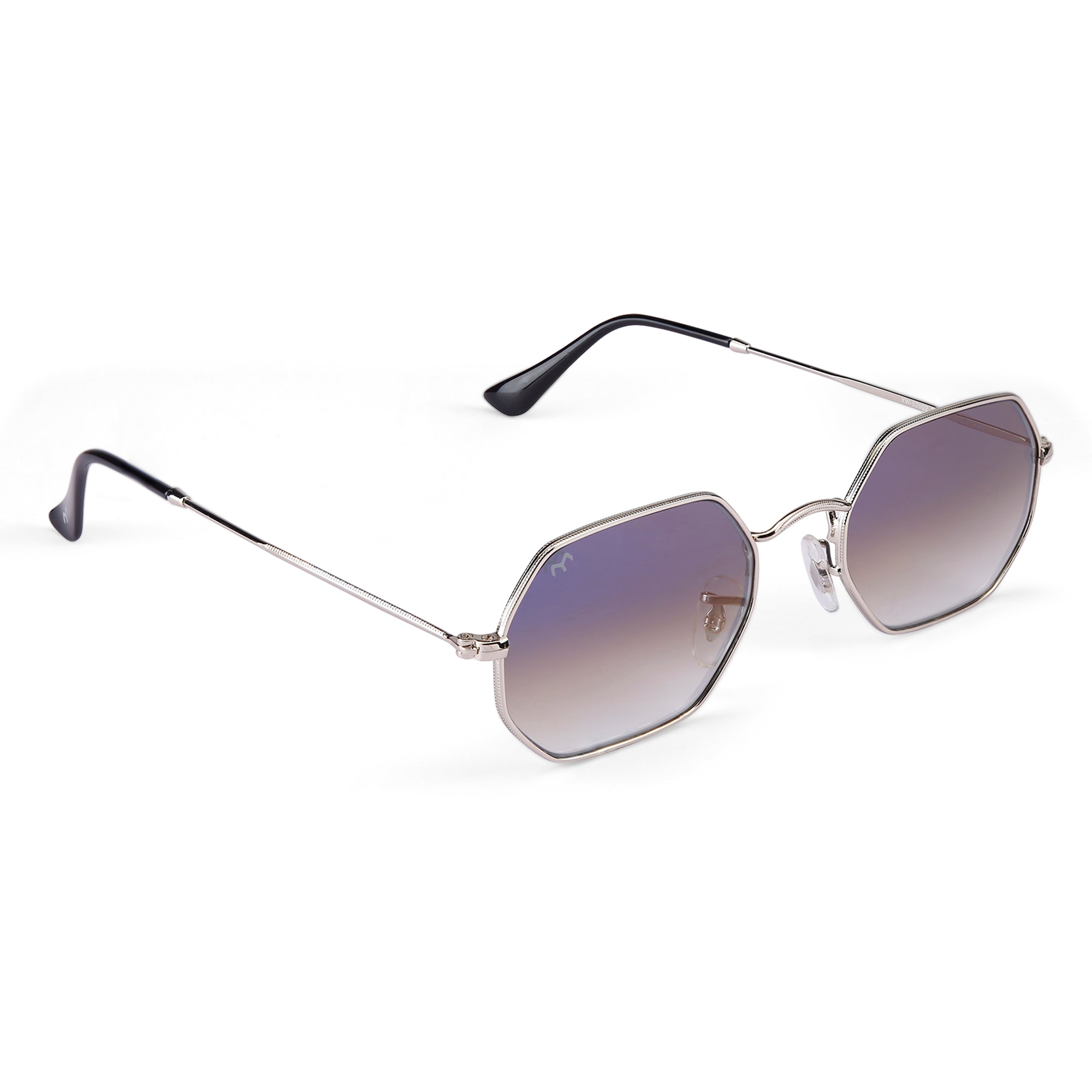 EdgeSix - Blue Metal Unisex Hexagon Sunglasses