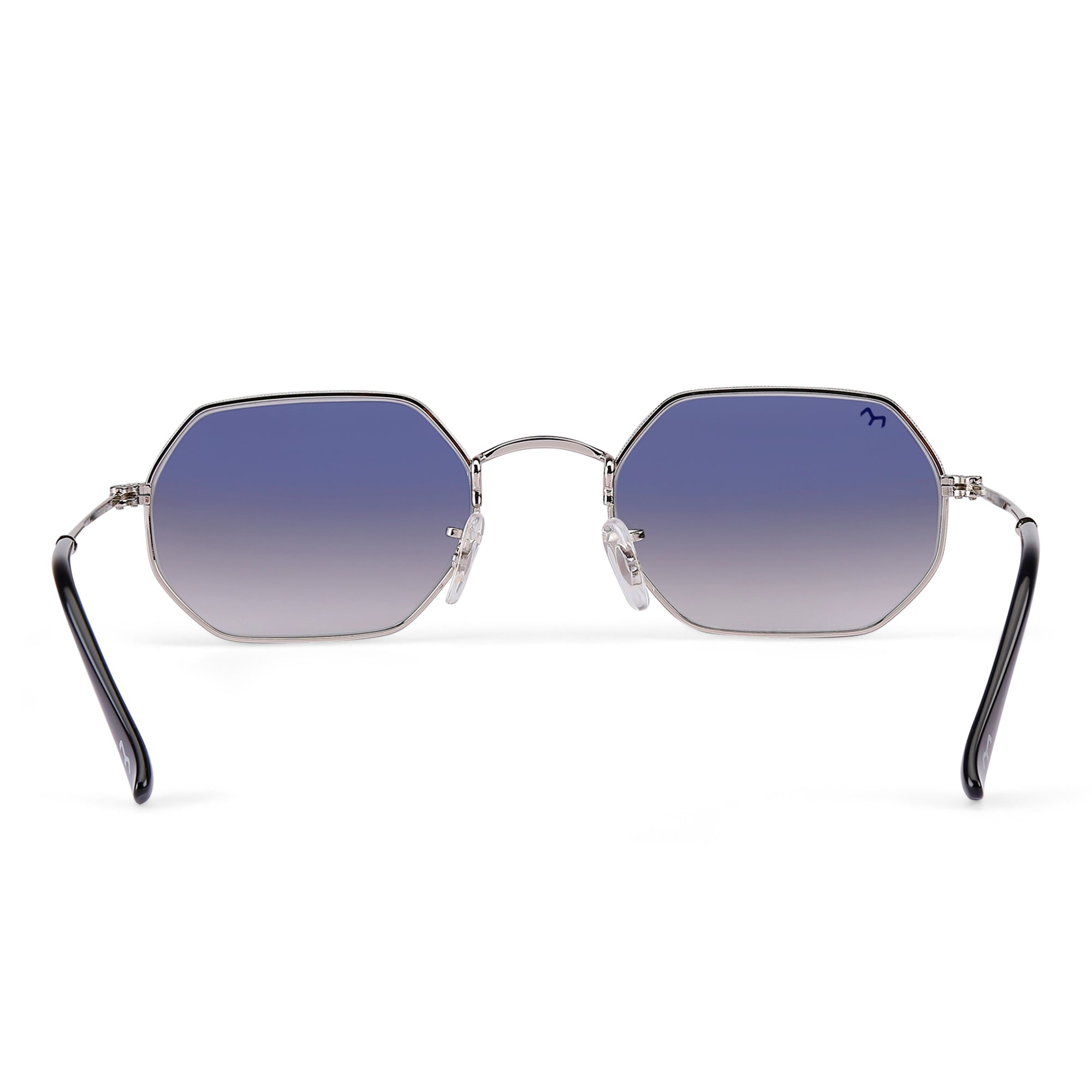 EdgeSix - Blue Metal Unisex Hexagon Sunglasses