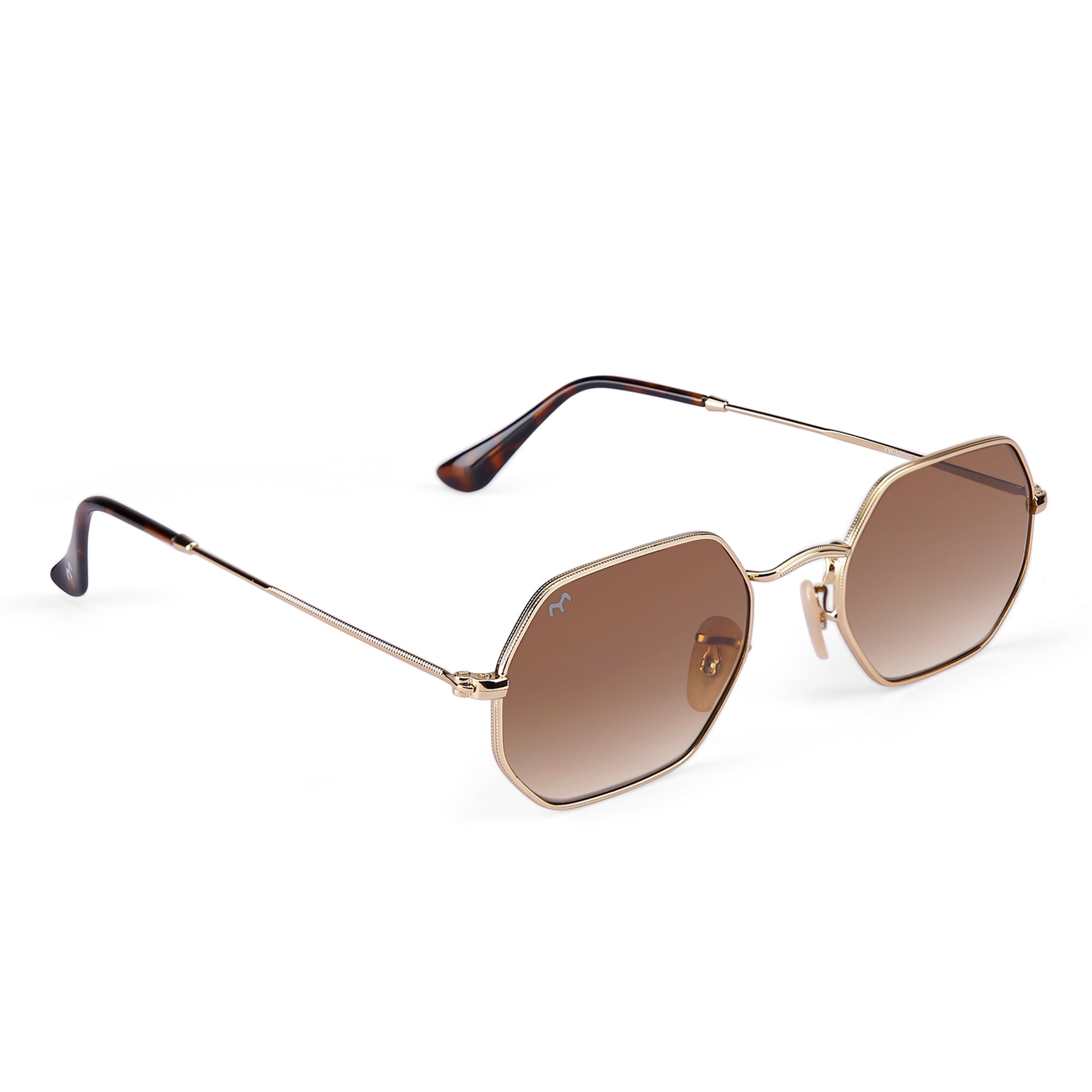 EdgeSix - Brown Metal Unisex Hexagon Sunglasses