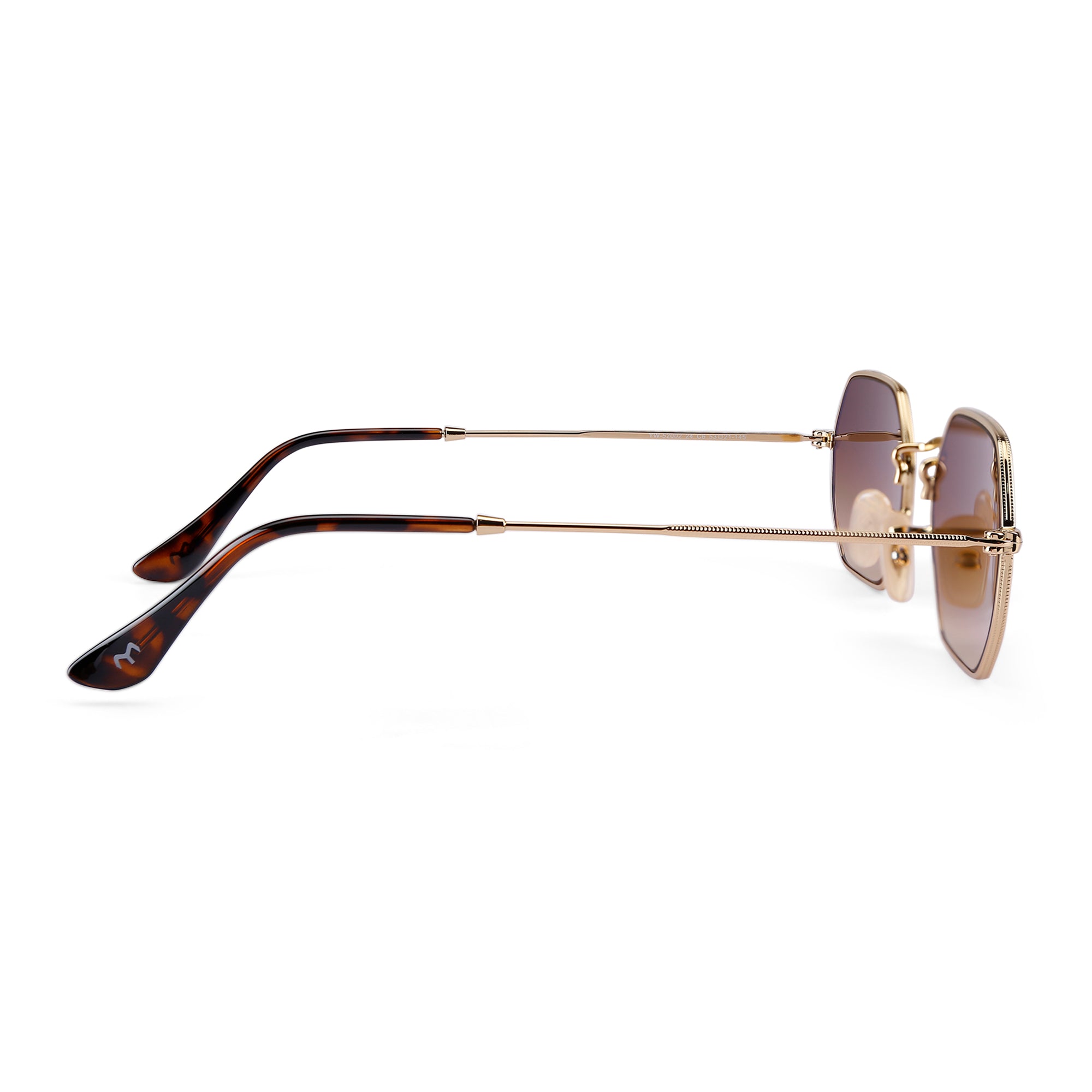 EdgeSix - Brown Metal Unisex Hexagon Sunglasses