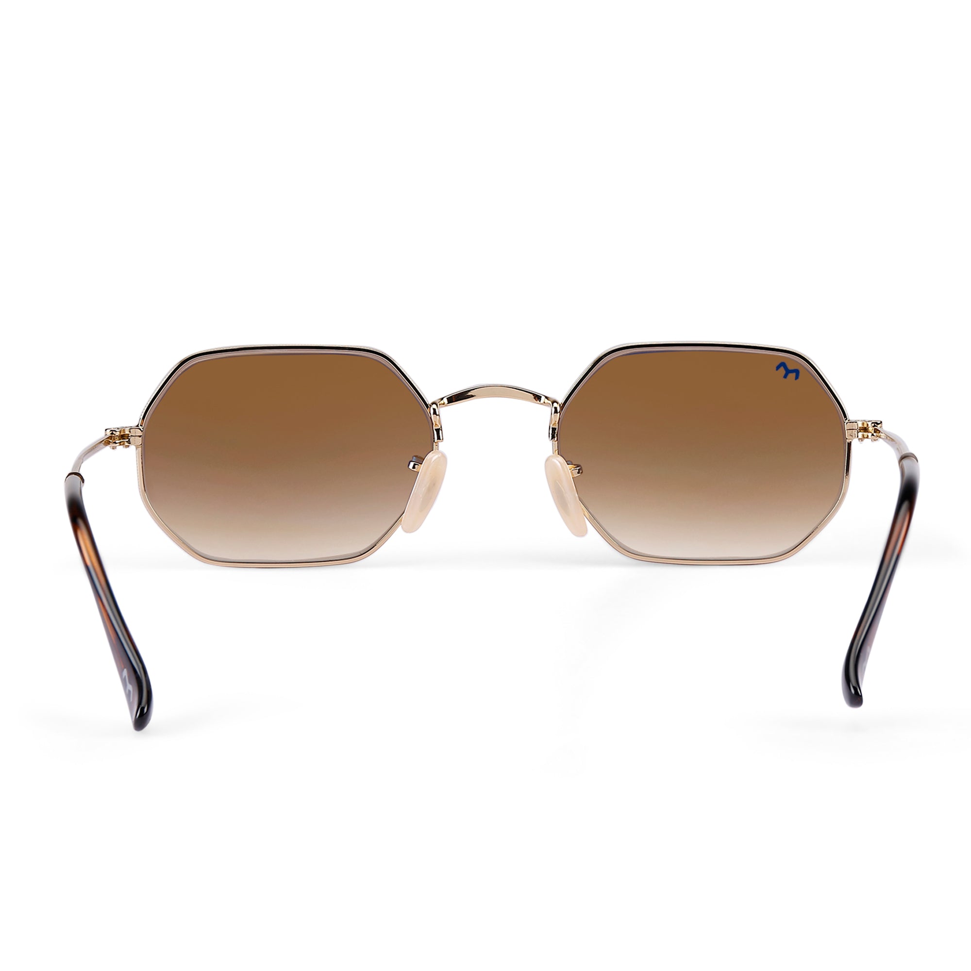 EdgeSix - Brown Metal Unisex Hexagon Sunglasses