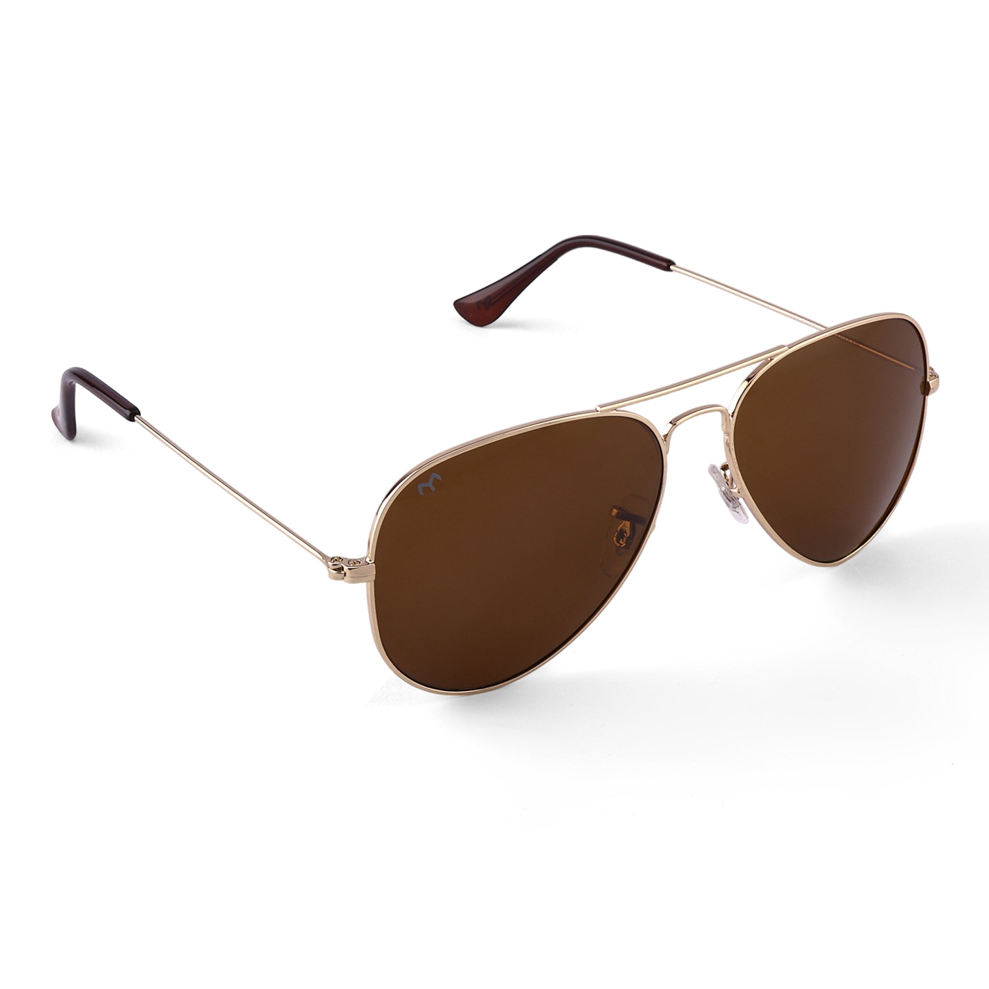 BiCoators - Brown Metal Unisex Aviator Sunglasses