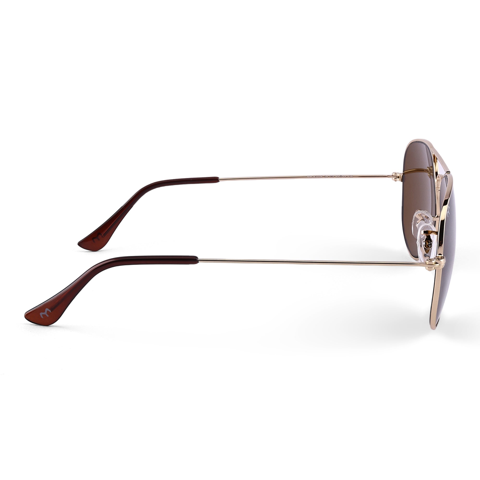 BiCoators - Brown Metal Unisex Aviator Sunglasses