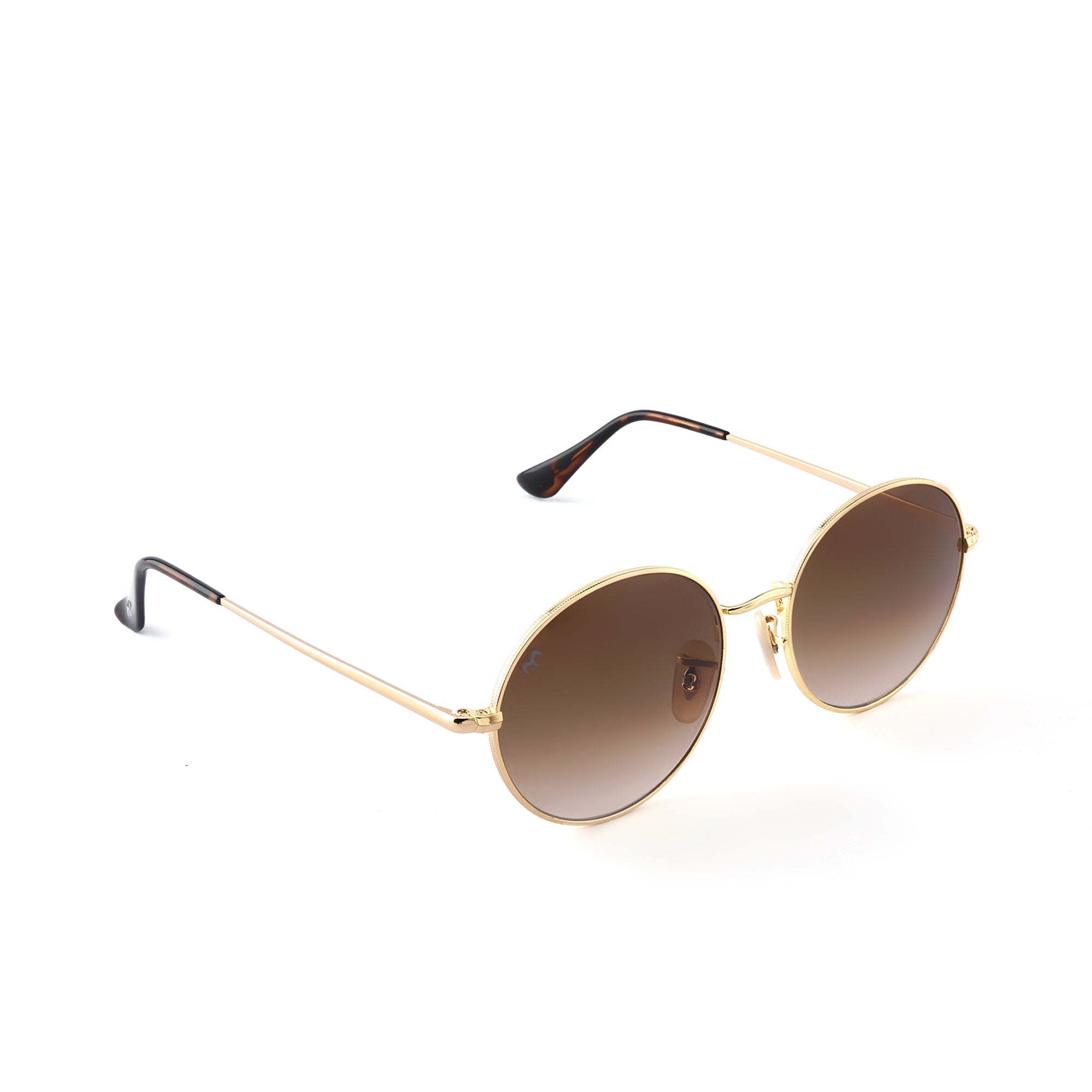 OvaFlex - Brown Metal Unisex Oval Sunglasses