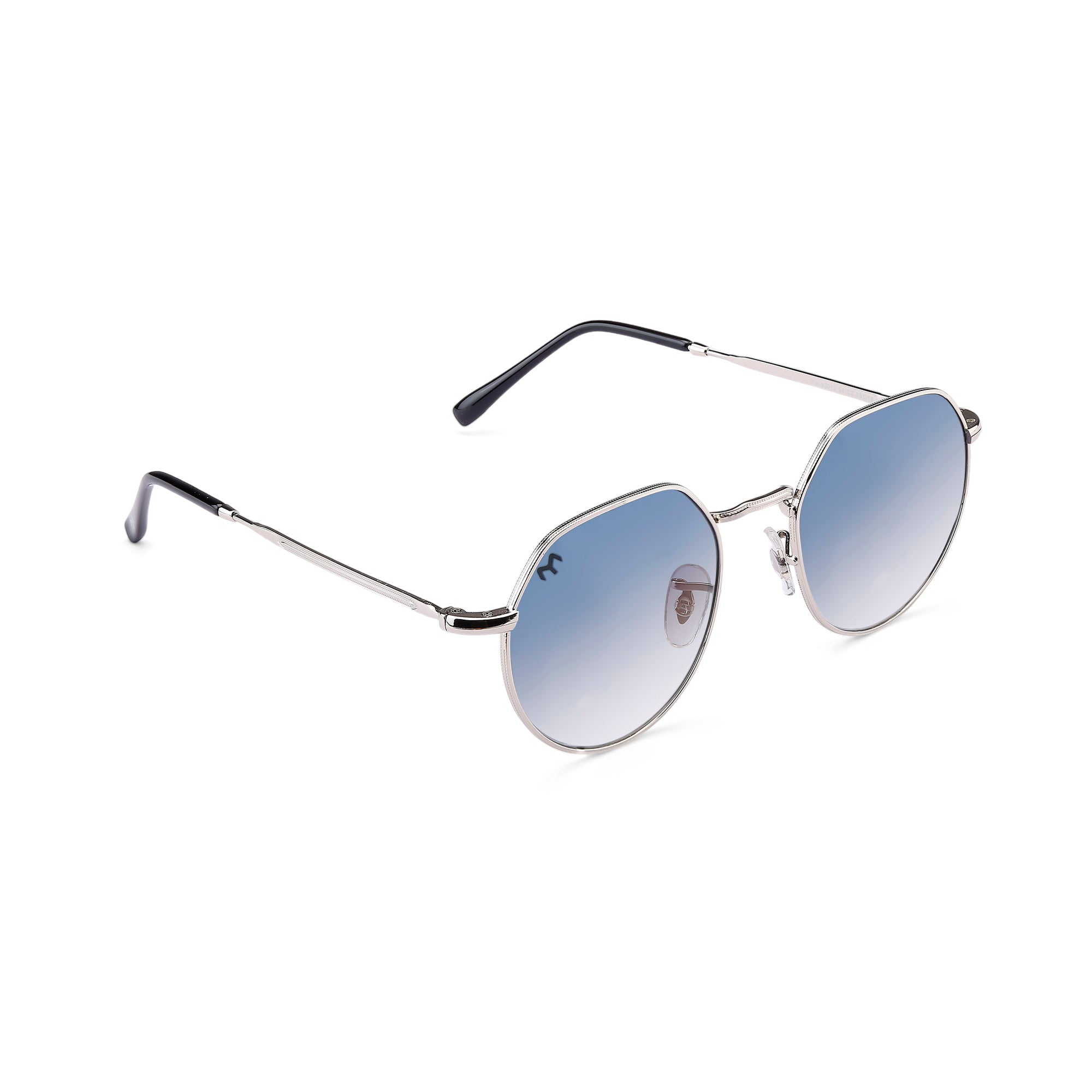HexStar - Blue Metal Unisex Hexagon Sunglasses