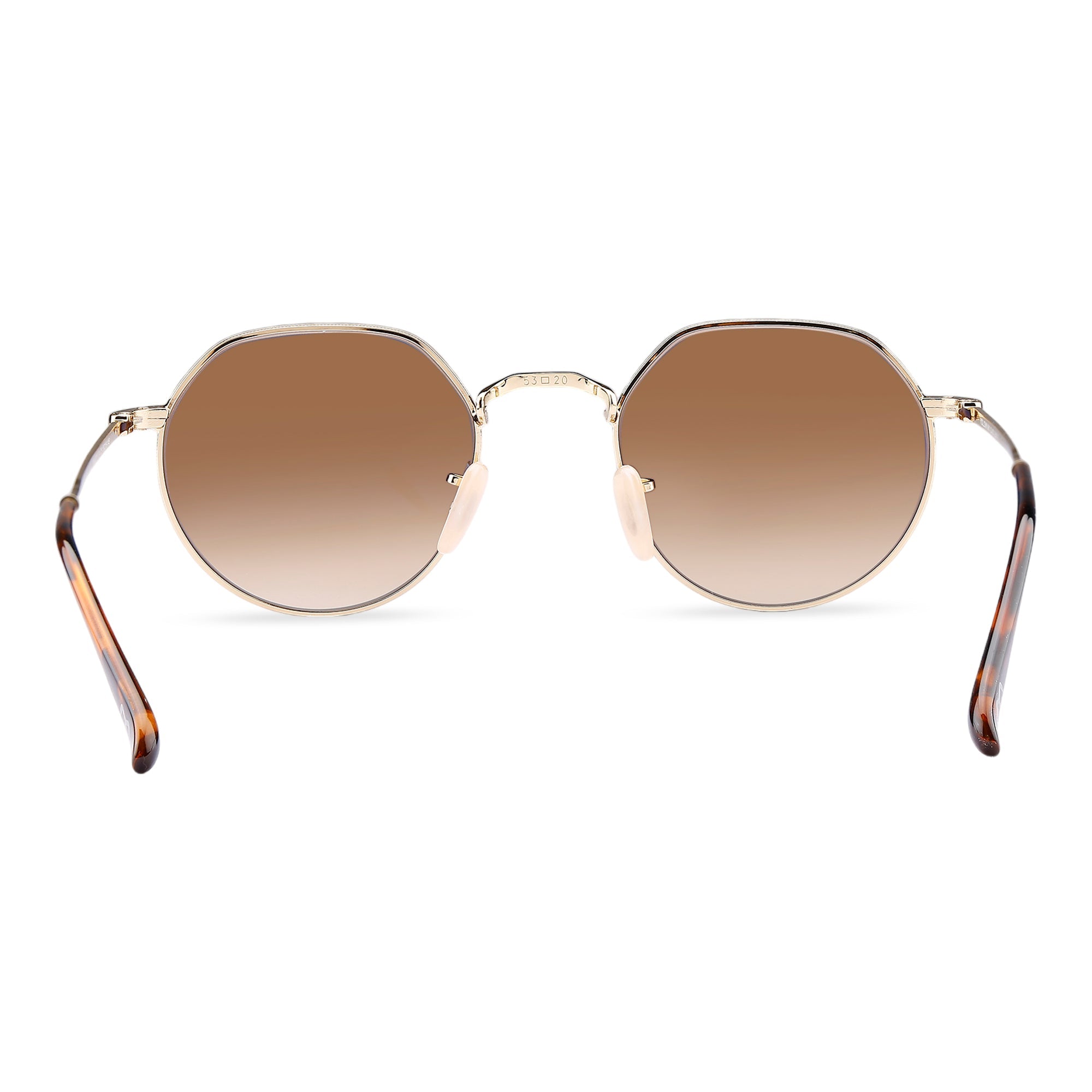 HexStar - Brown Metal Unisex Hexagon Sunglasses