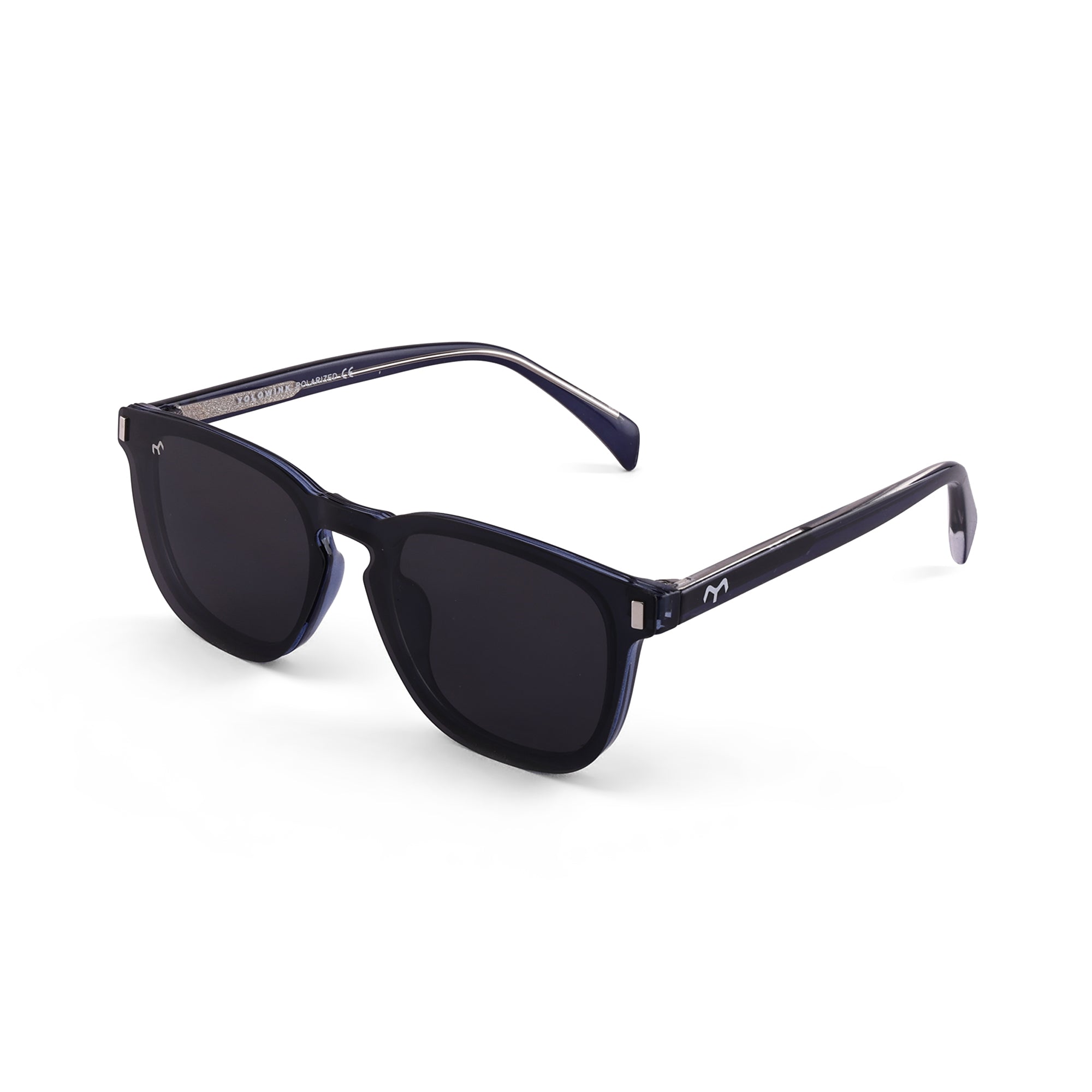 Rectanglow - TR Unisex Black Polarized Clip-on Glasses