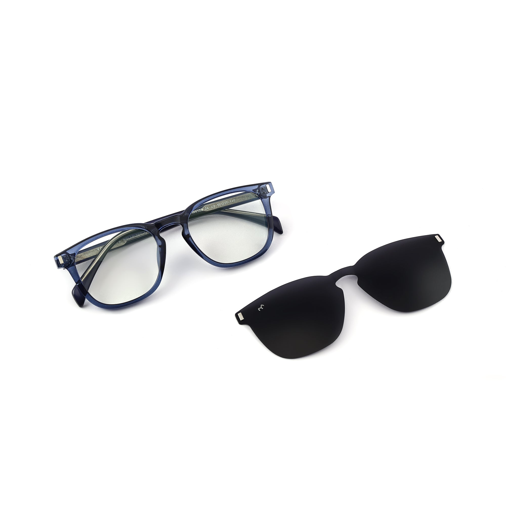 Rectanglow - TR Unisex Black Polarized Clip-on Glasses