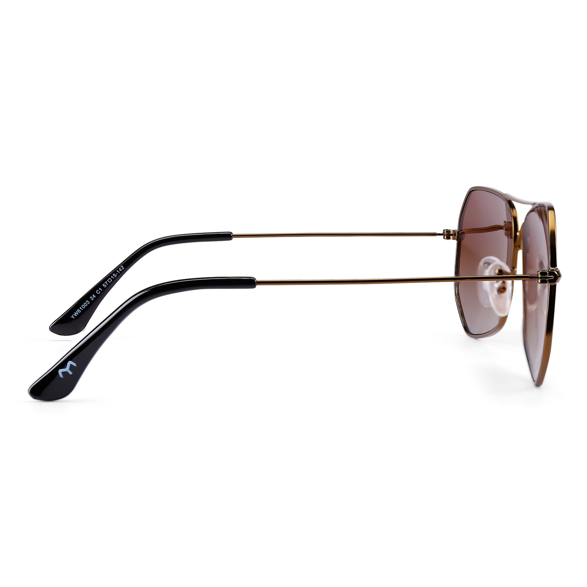 HexChic - Unisex Metal Brown Hexagon Sunglasses