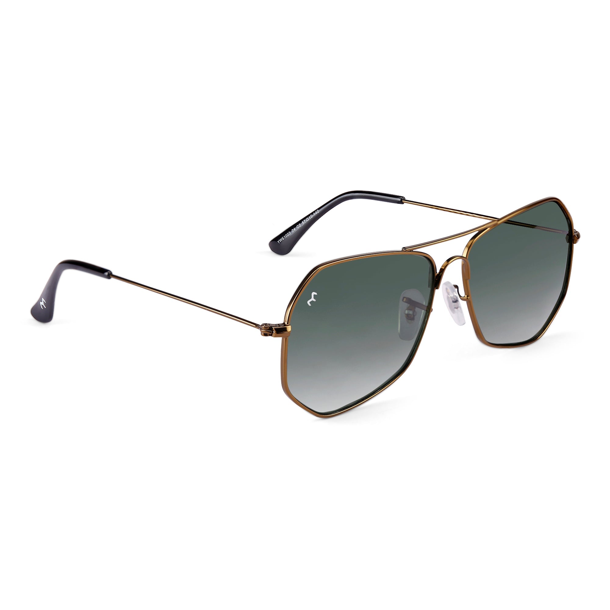 SixTrend - Unisex Metal Deep Green Hexagon Sunglasses