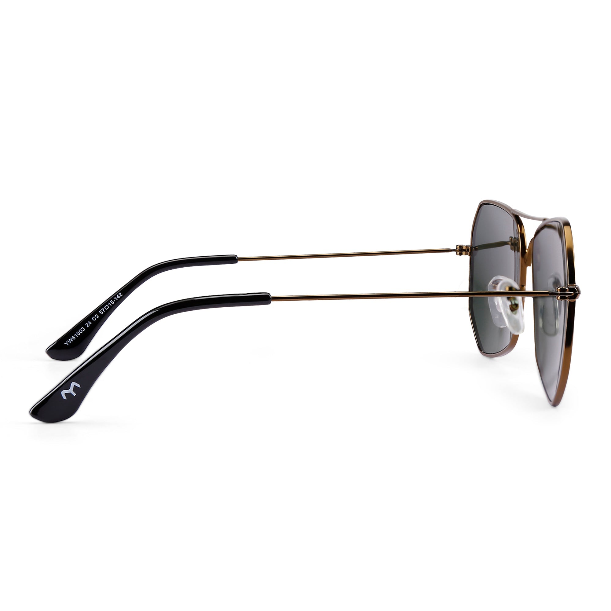 SixTrend - Unisex Metal Deep Green Hexagon Sunglasses