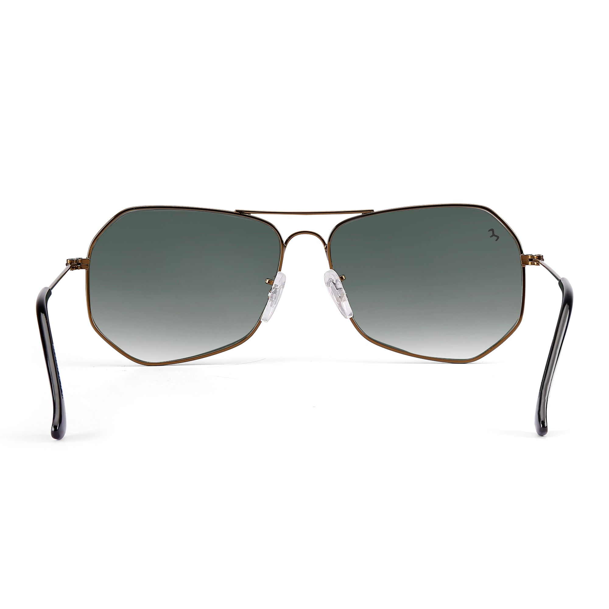 SixTrend - Unisex Metal Deep Green Hexagon Sunglasses