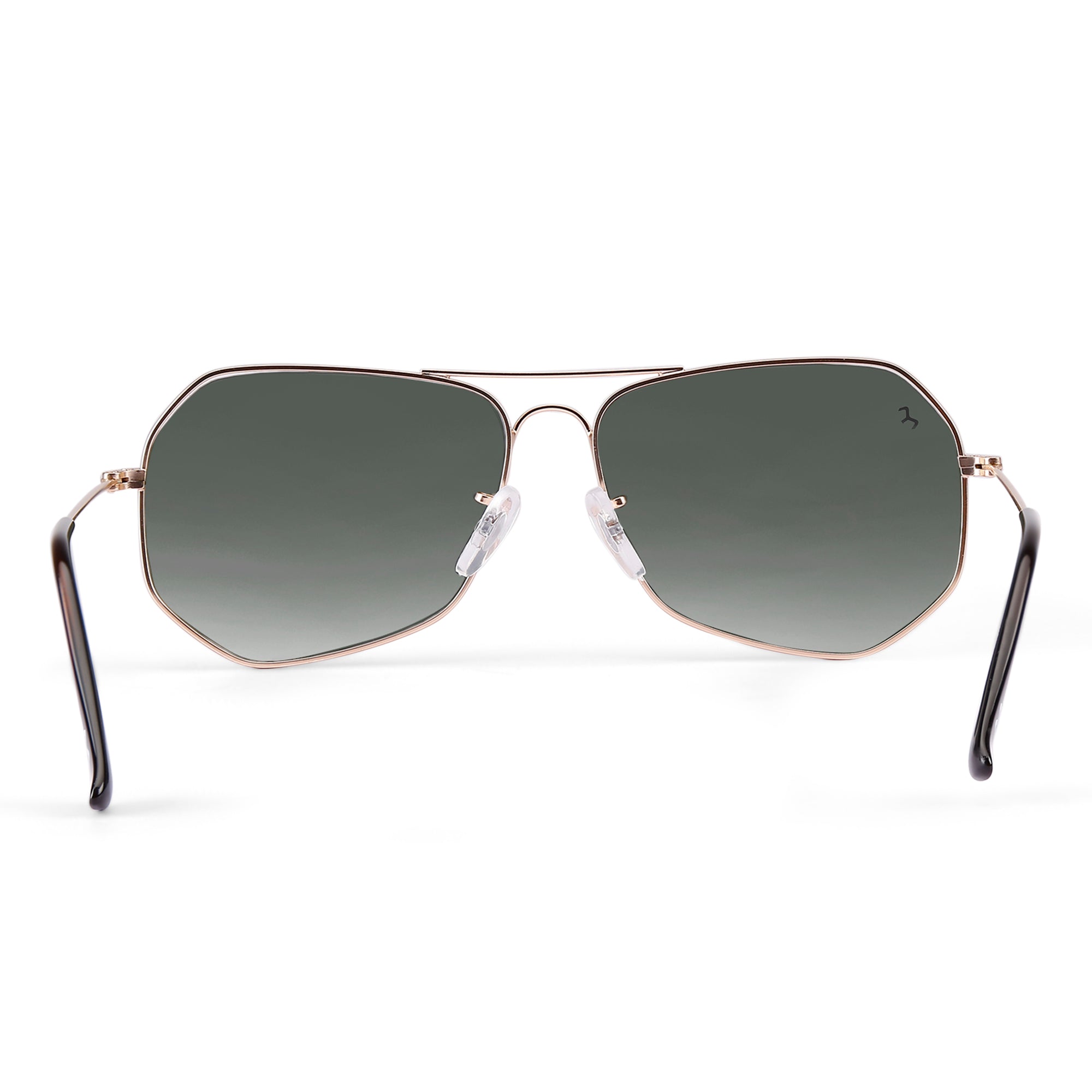 SixTrend - Unisex Metal Deep Green Hexagon Sunglasses