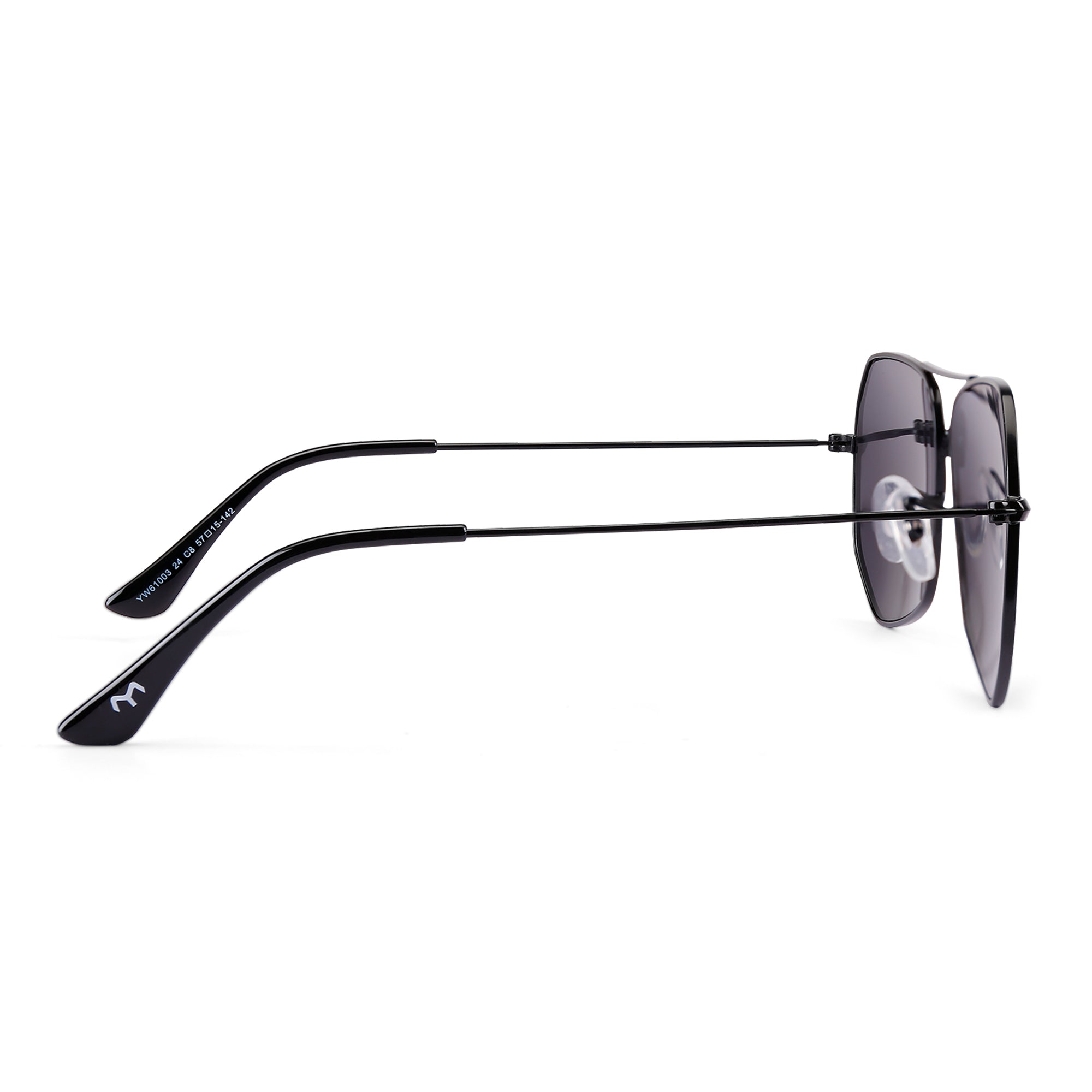 SixTrend - Unisex Metal Black Hexagon Sunglasses