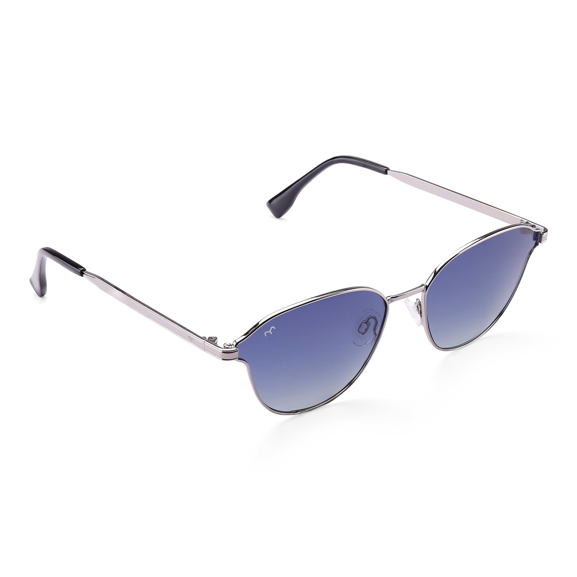 SquareFit - Metal Blue Curve Square Unisex Sunglasses