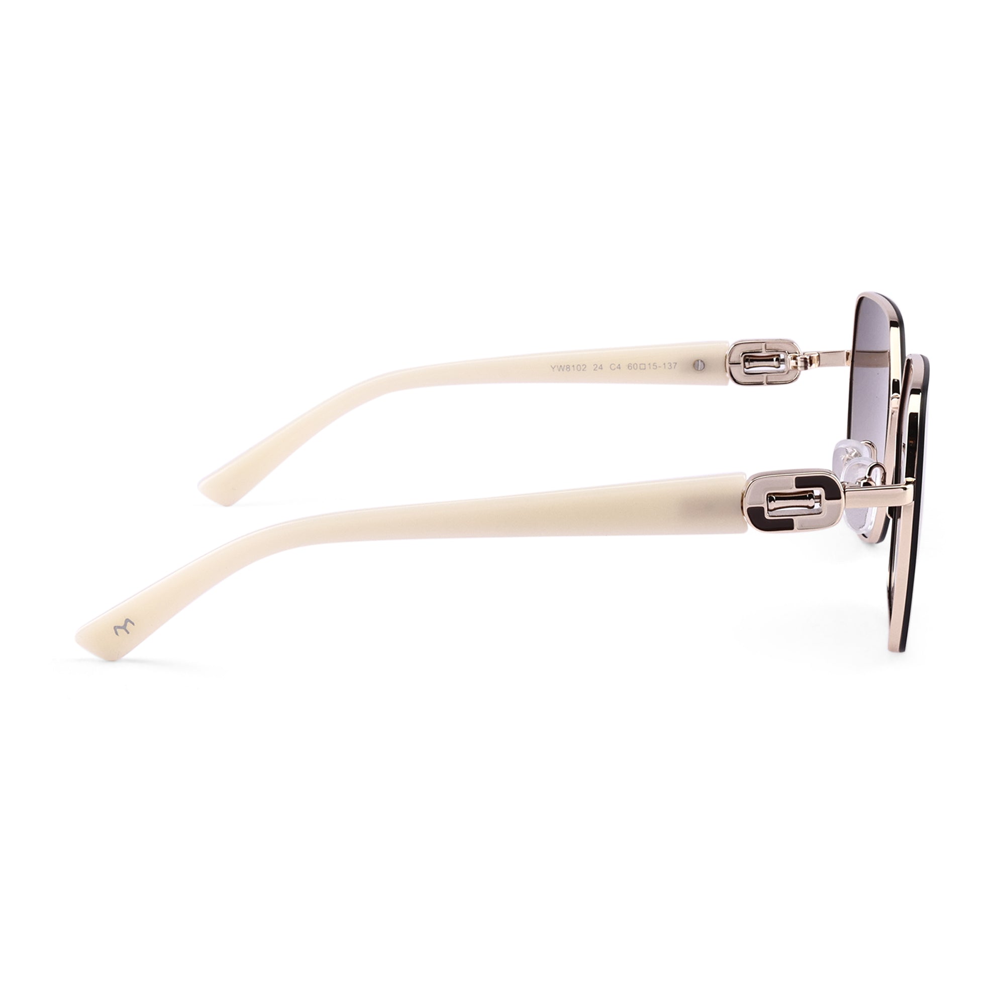 SixSphere - Brown Metal Hexagon Sunglasses for Women