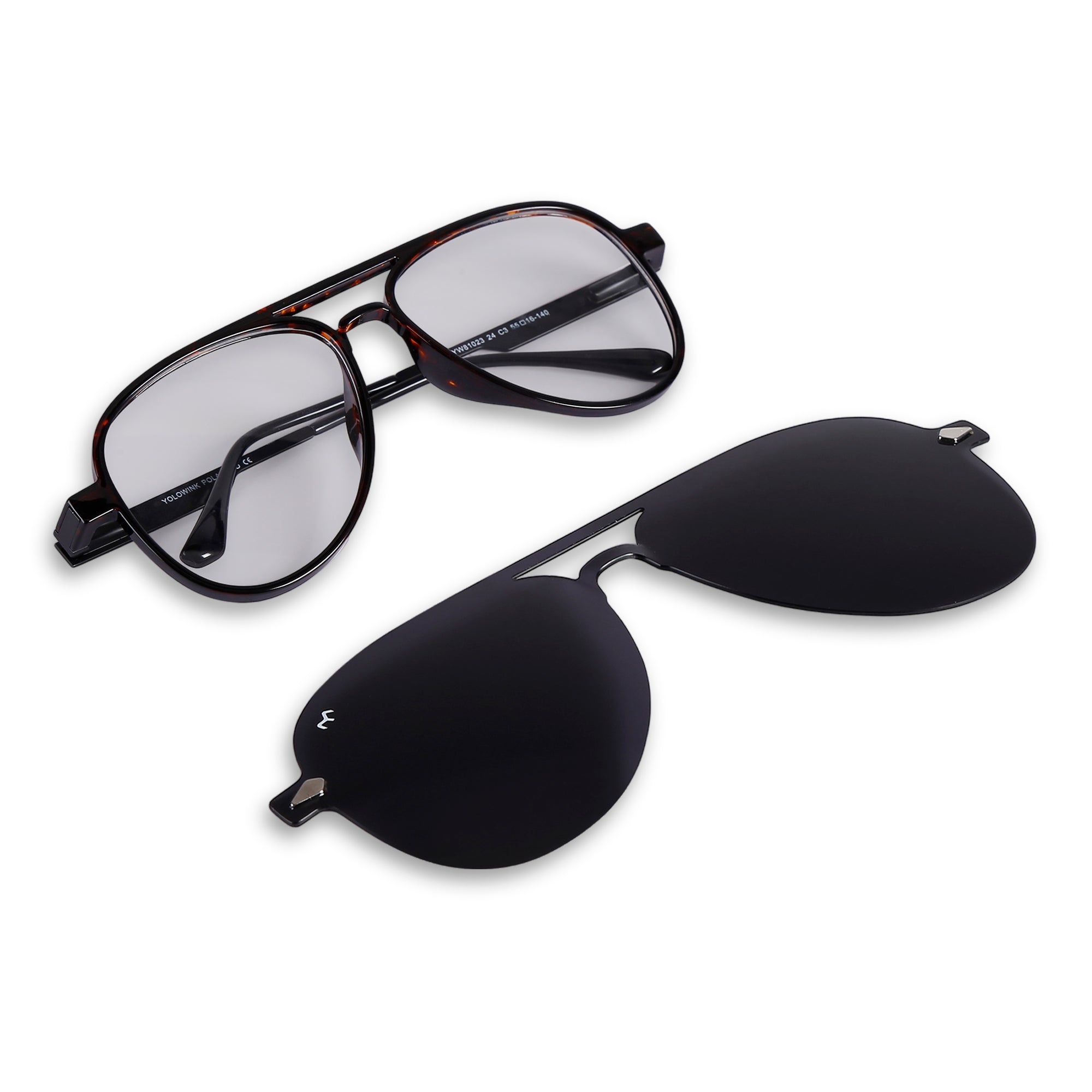 Altitude - TR Metal Black Aviator Clip-on Glasses for Men