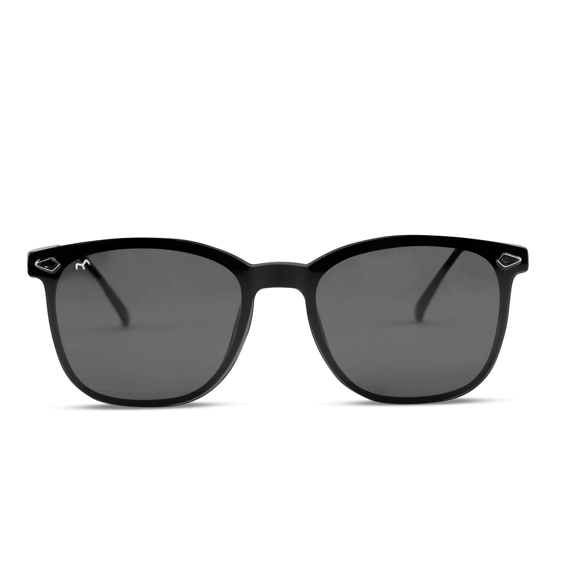 Squovaluxe - TR Metal Black Curve Square Men's Clip-on Glasses