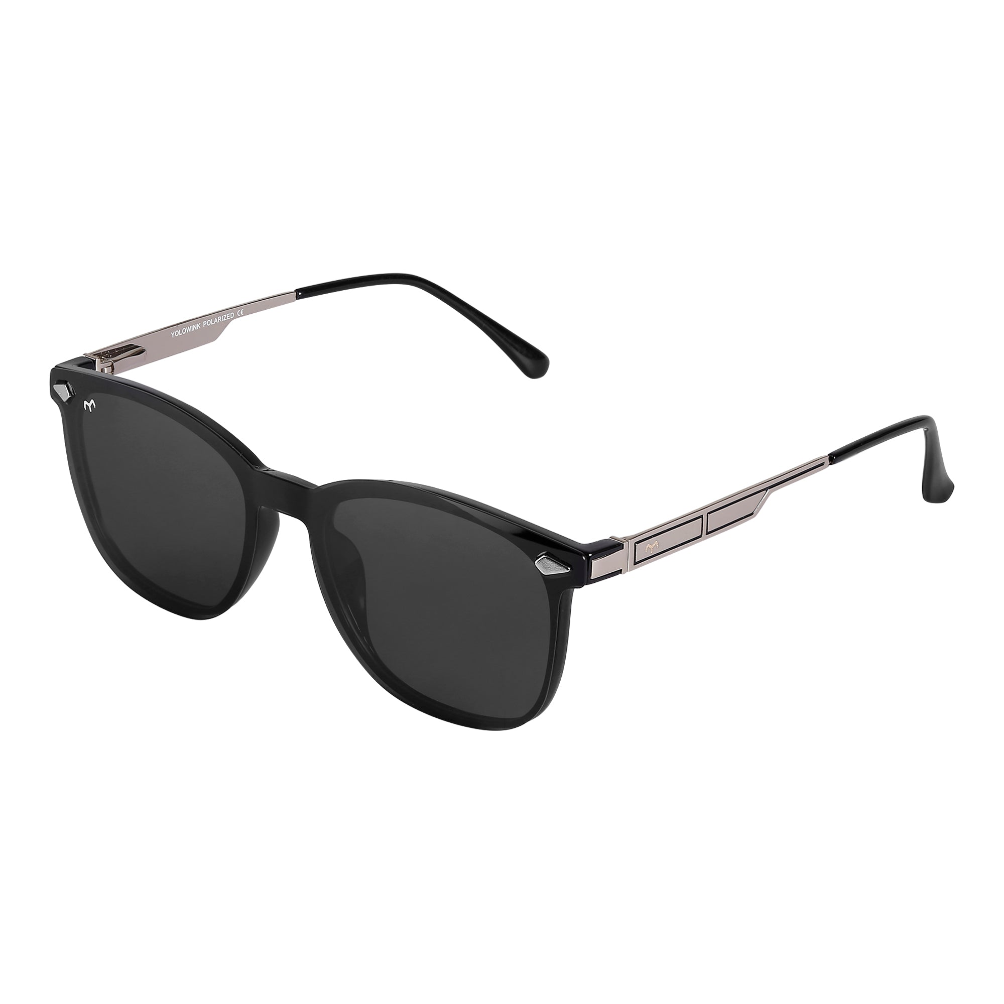 Squovaluxe - TR Metal Black Curve Square Men's Clip-on Glasses
