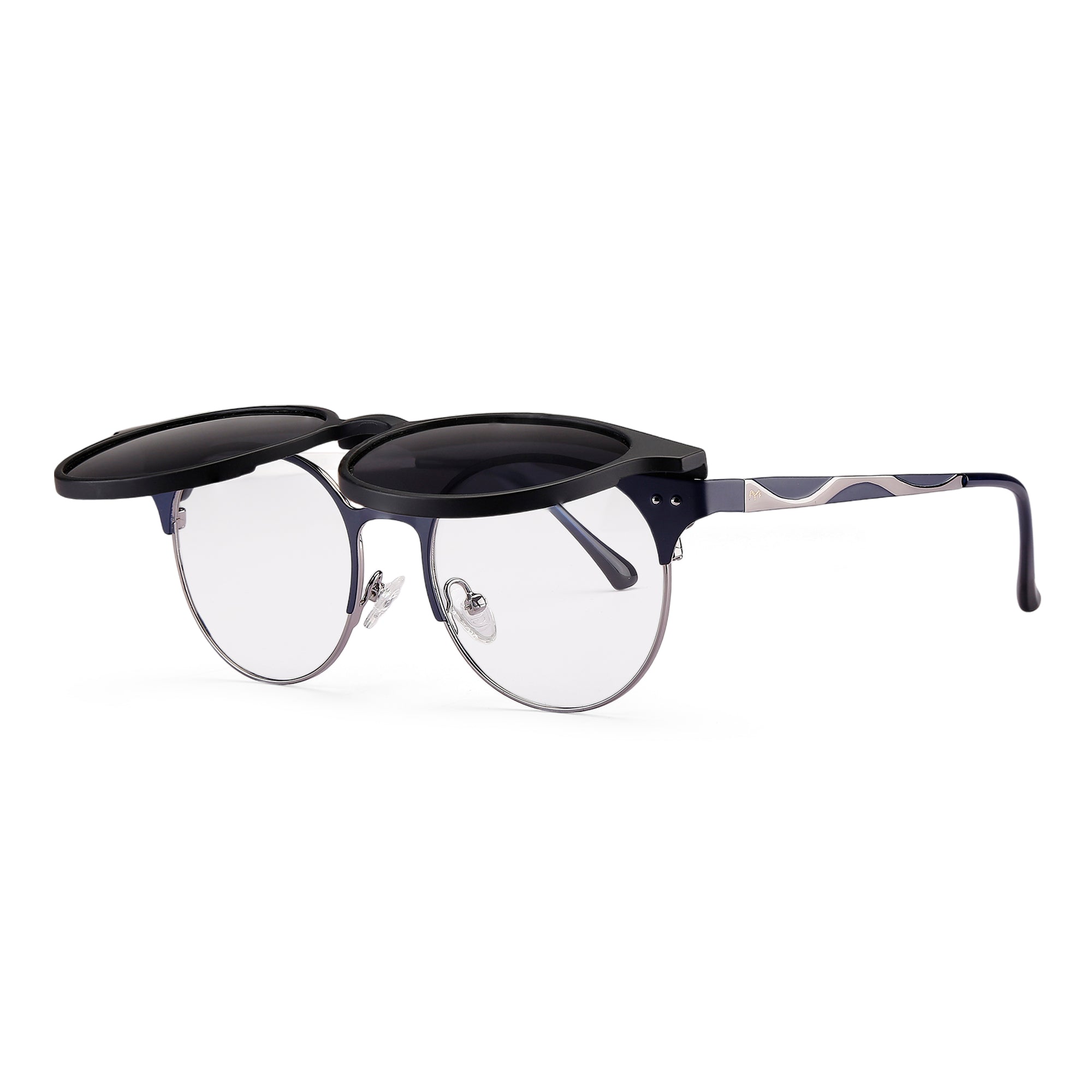 Ovaleez - Metal Black Unisex Oval Clip-on Glasses