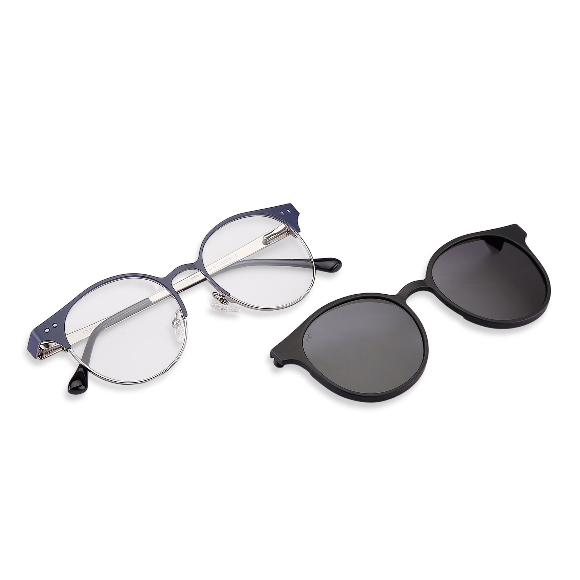 Ovaleez - Metal Black Unisex Oval Clip-on Glasses