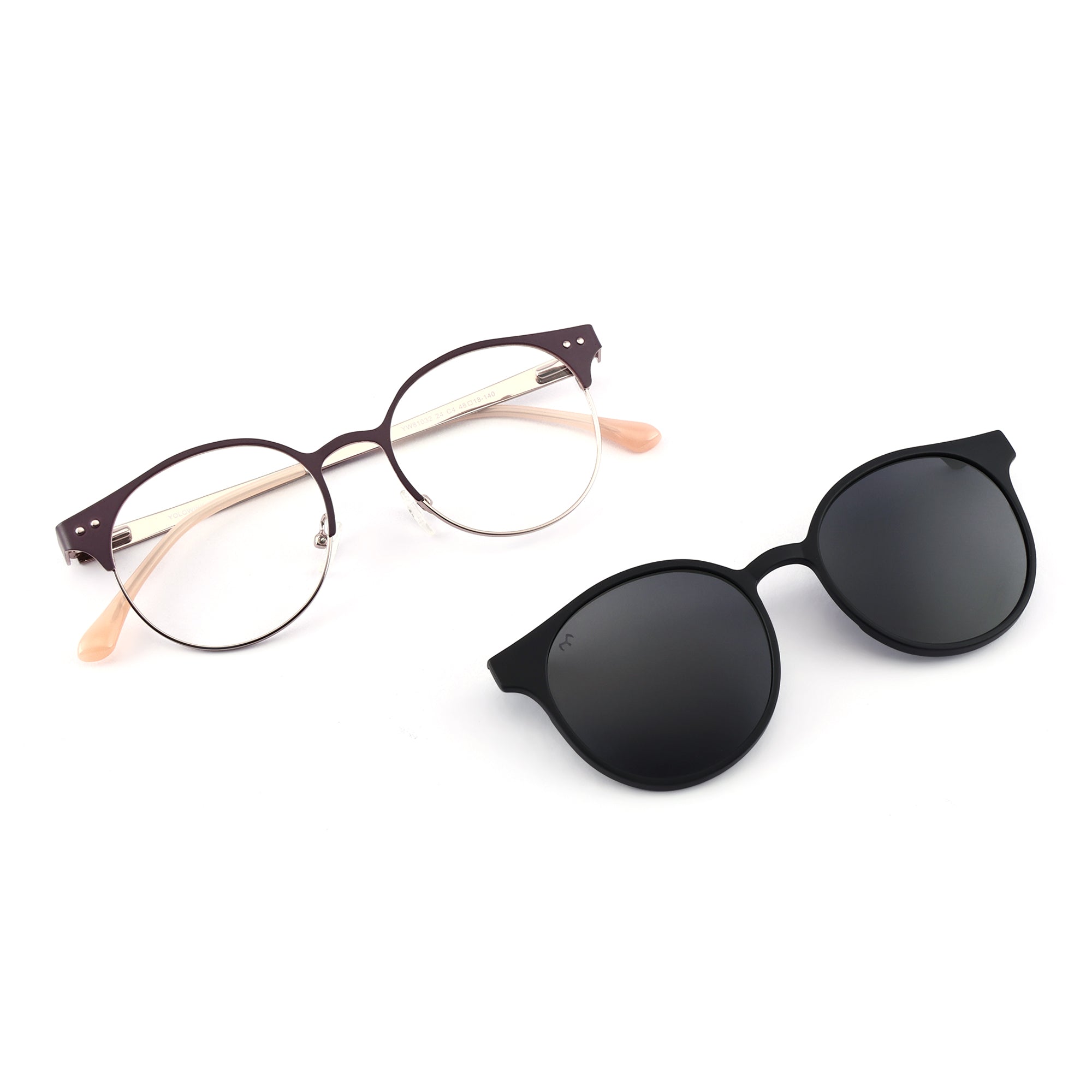Ovaleez - Metal Black Unisex Oval Clip-on Glasses