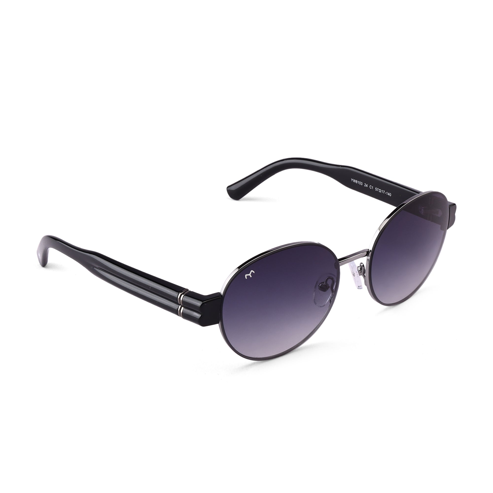 Ellipse - Grey Metal Oval Sunglasses For Women