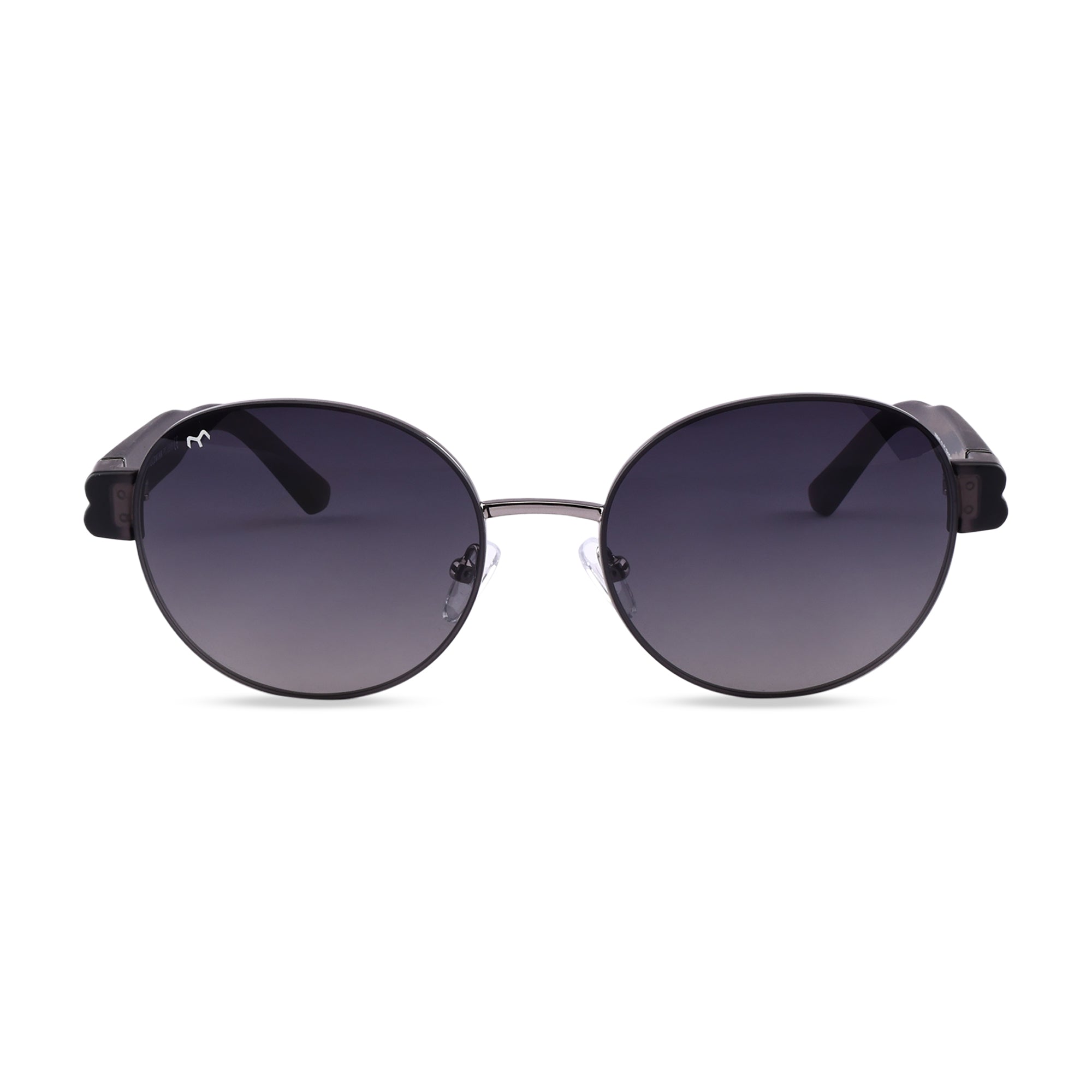 Ellipse - Grey Metal Oval Sunglasses For Women