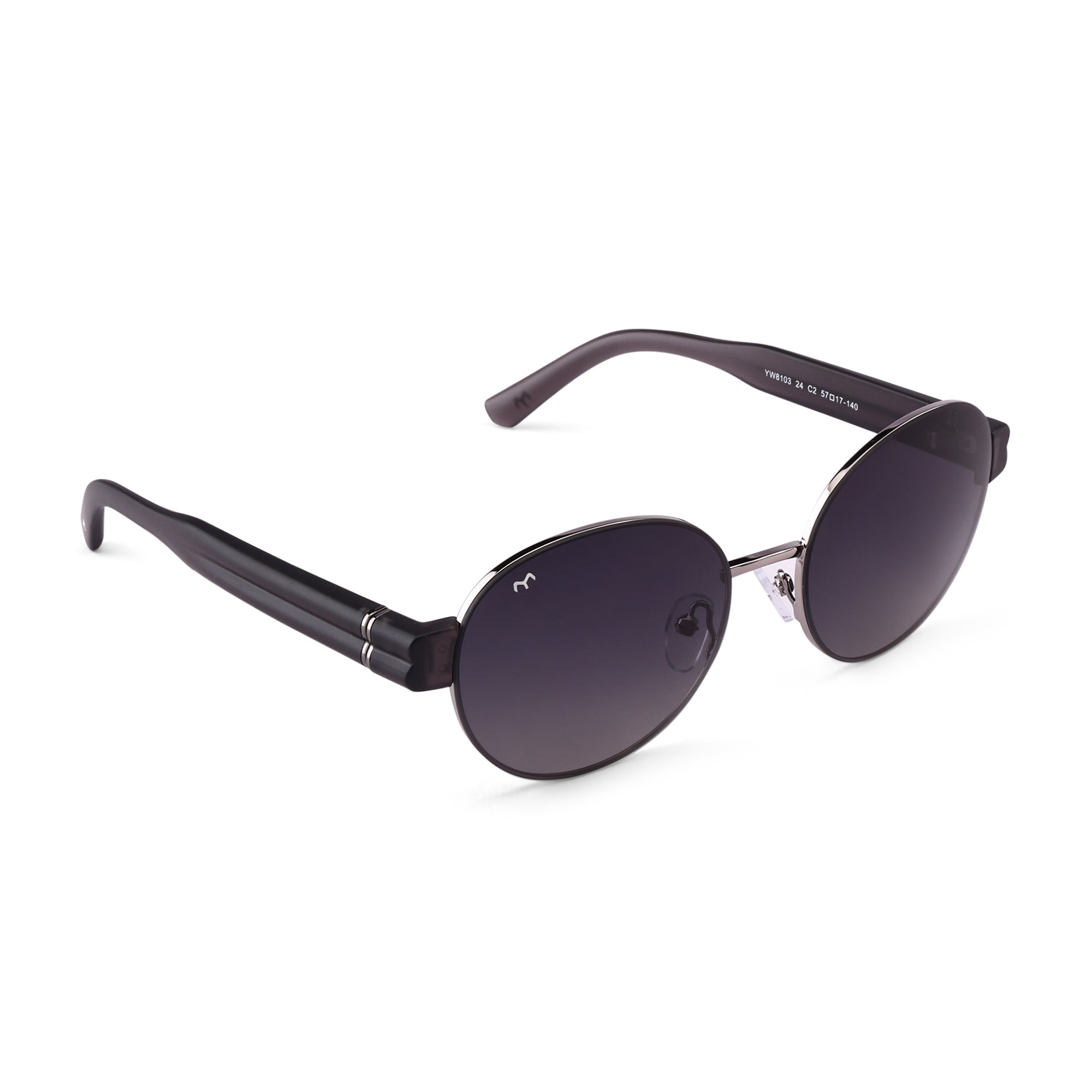 Ellipse - Grey Metal Oval Sunglasses For Women