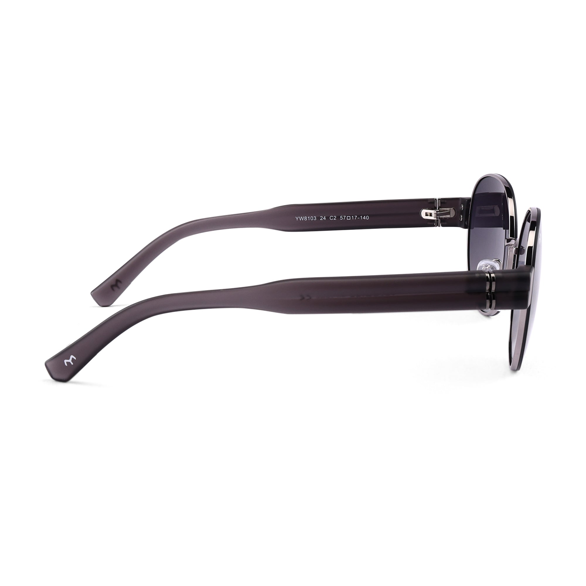 Ellipse - Grey Metal Oval Sunglasses For Women