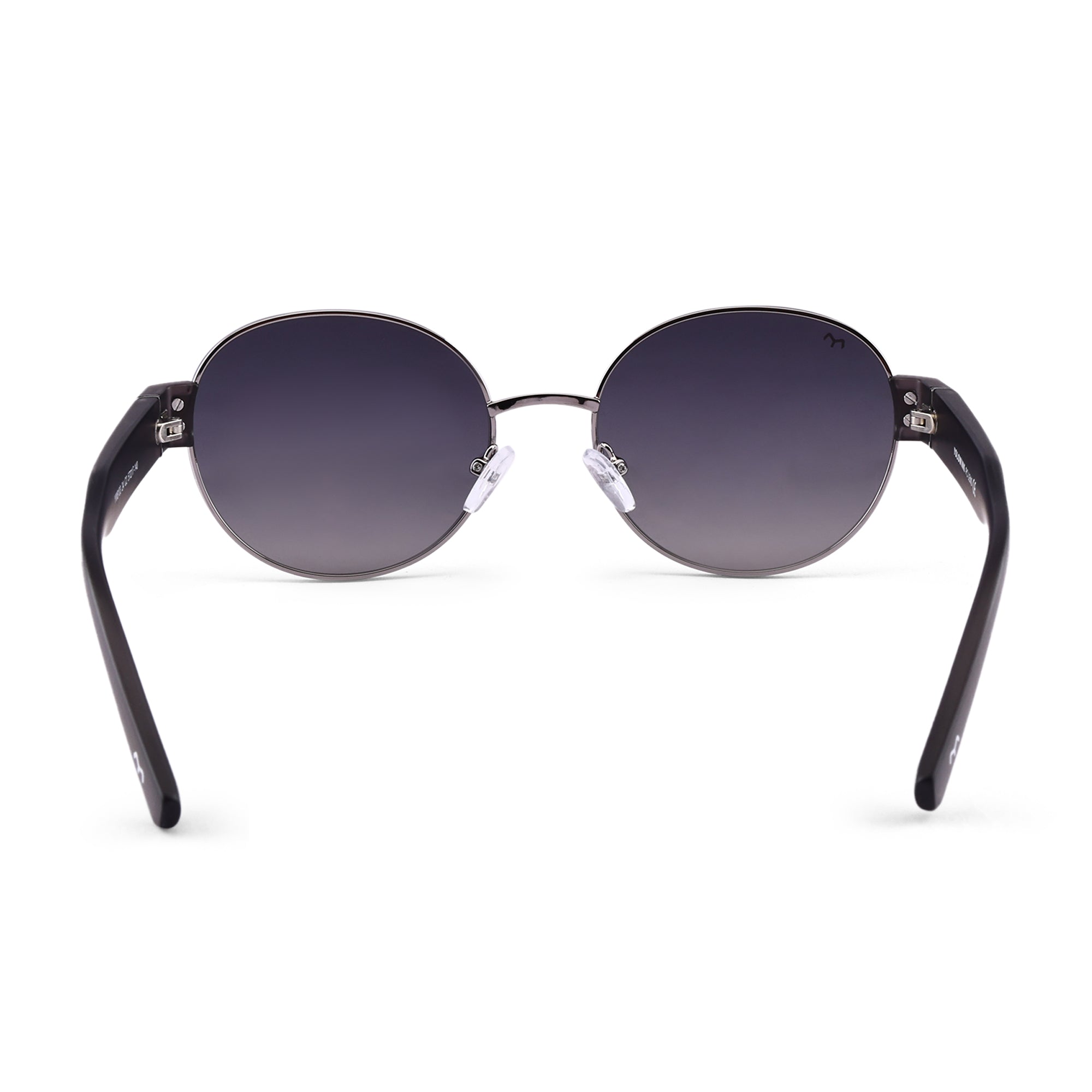 Ellipse - Grey Metal Oval Sunglasses For Women