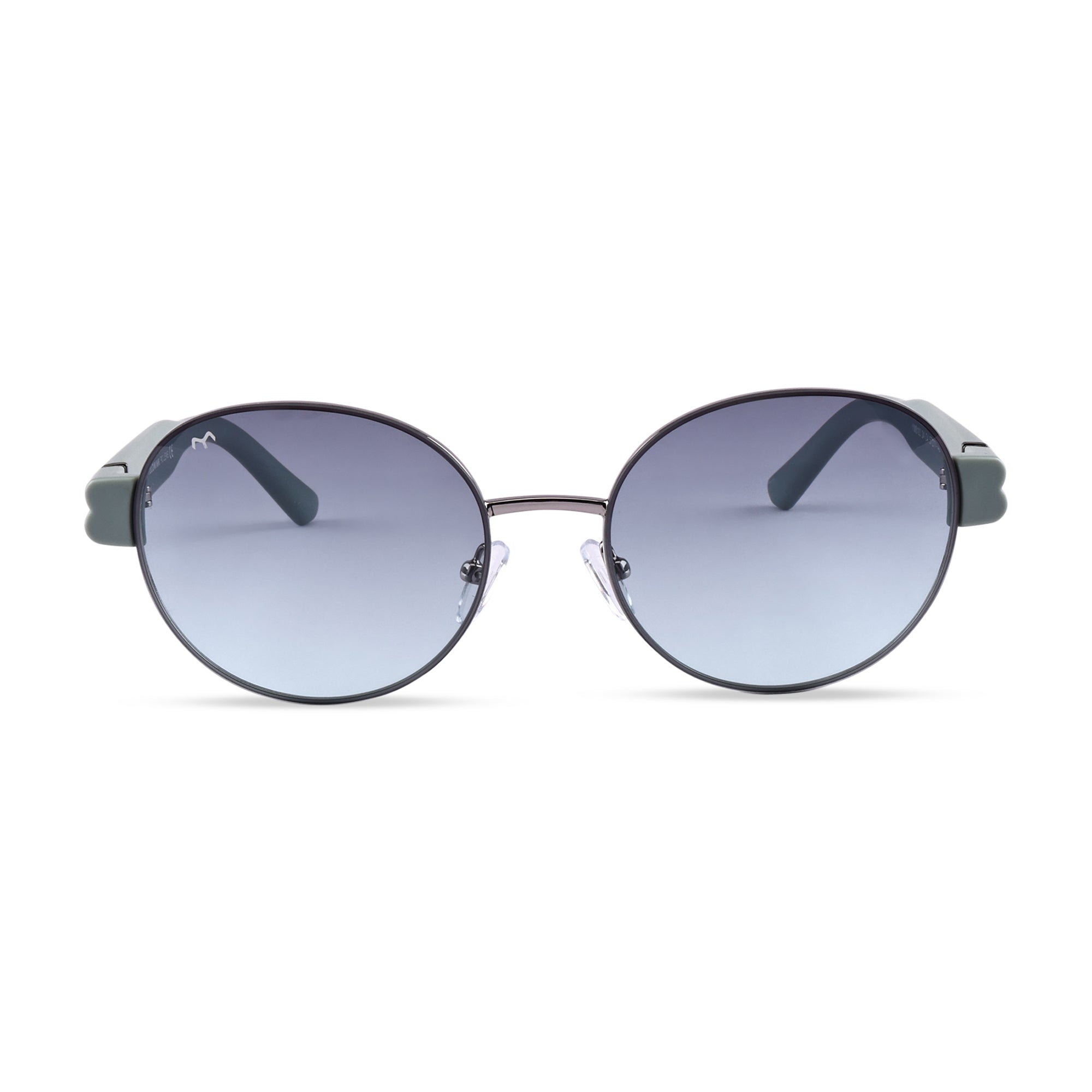Ellipse - Green Metal Oval Sunglasses For Women