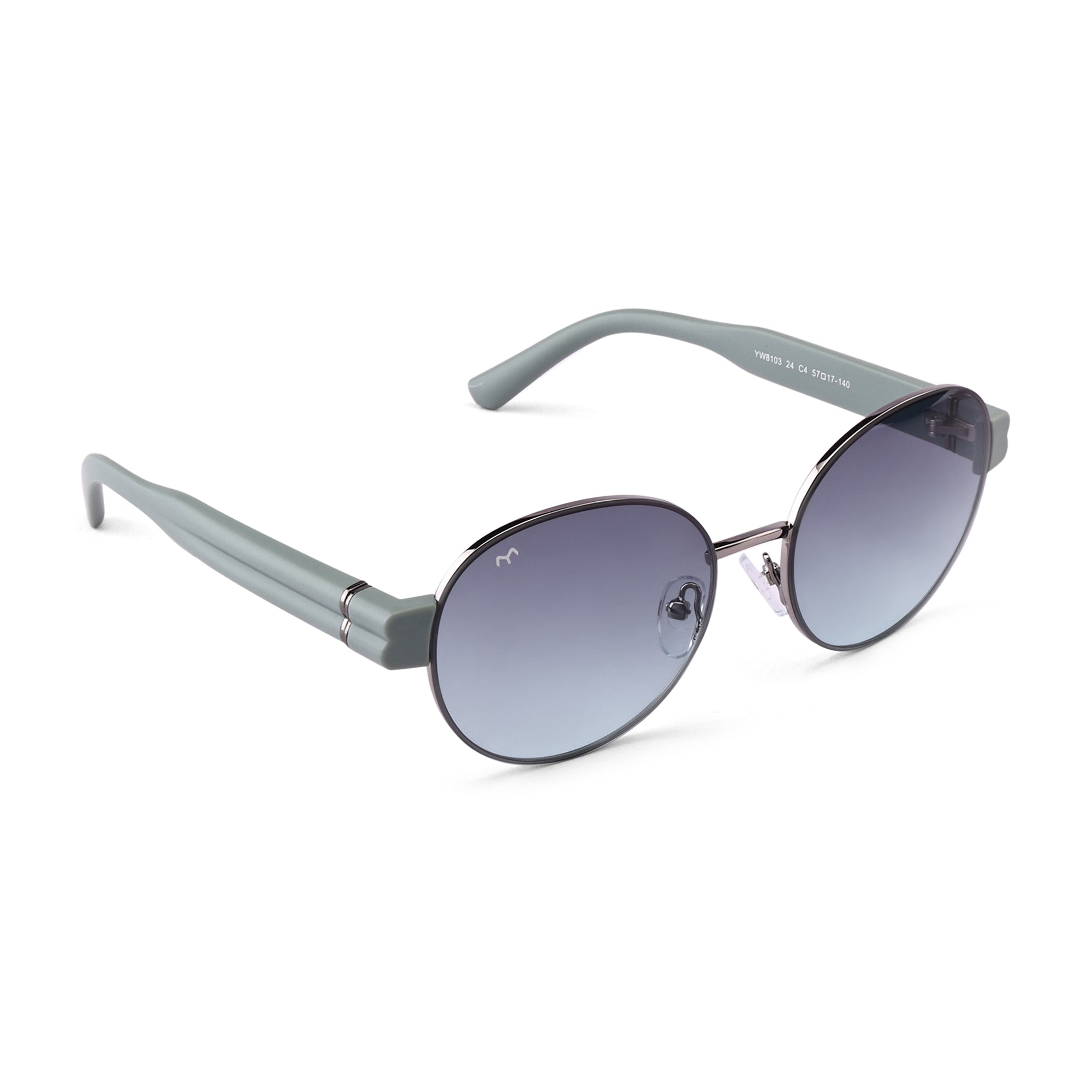 Ellipse - Green Metal Oval Sunglasses For Women