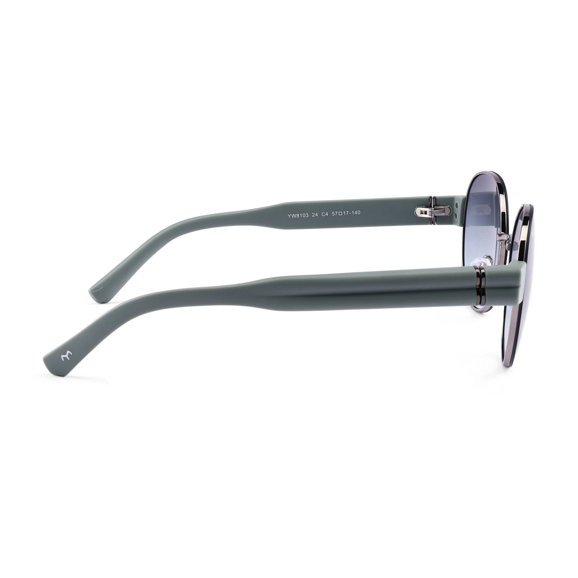 Ellipse - Green Metal Oval Sunglasses For Women