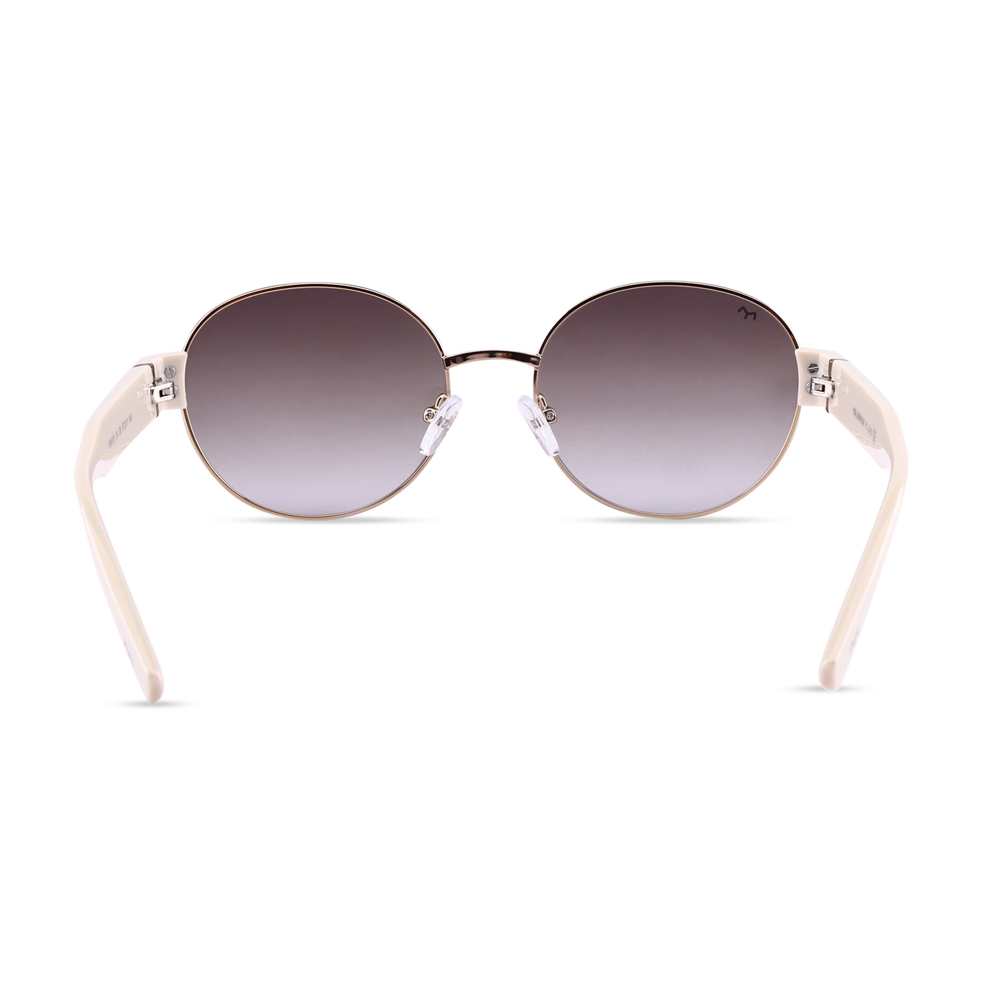 Ellipse - Brown Metal Oval Sunglasses For Women