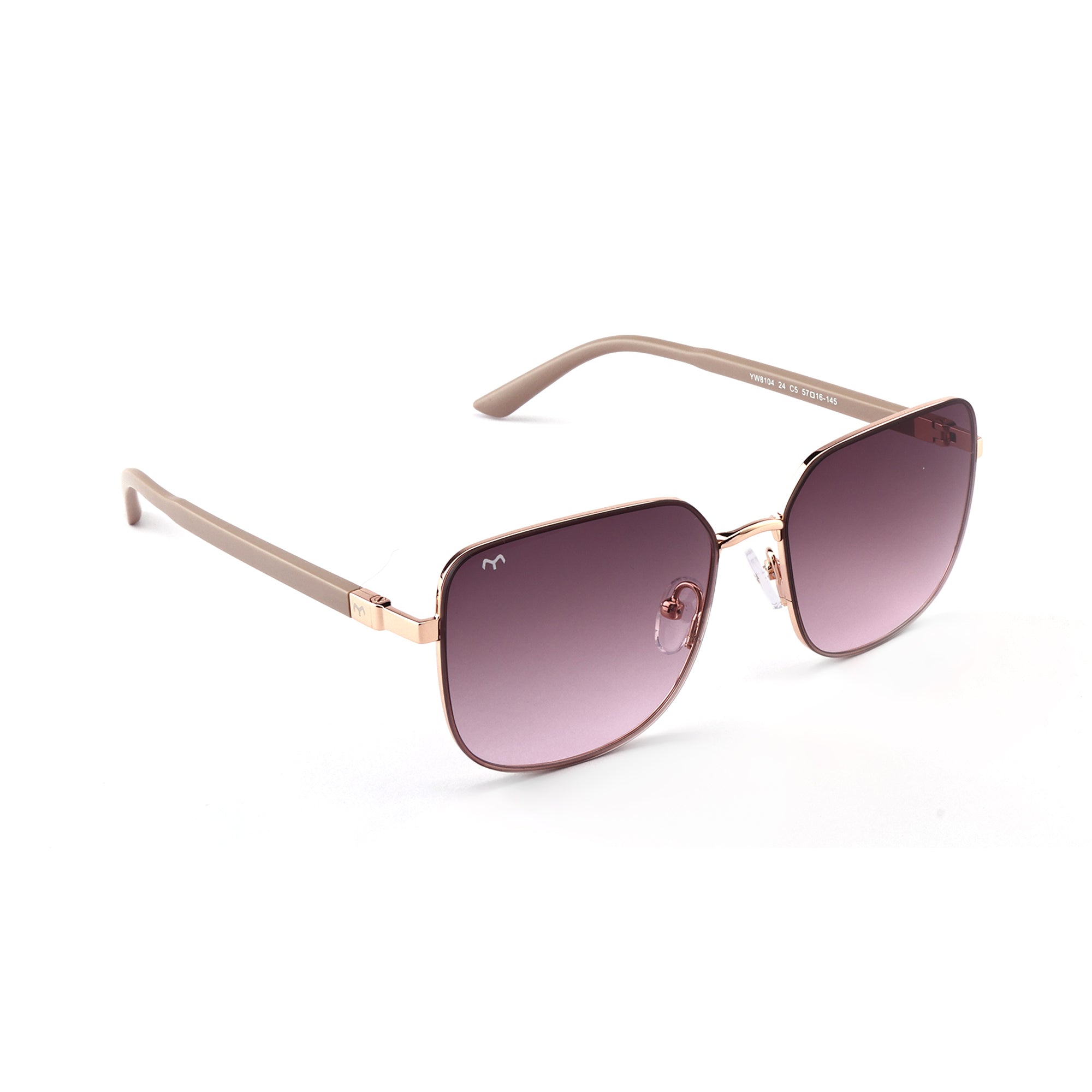 SoftSquare - Brown Square Metal Sunglasses for Women