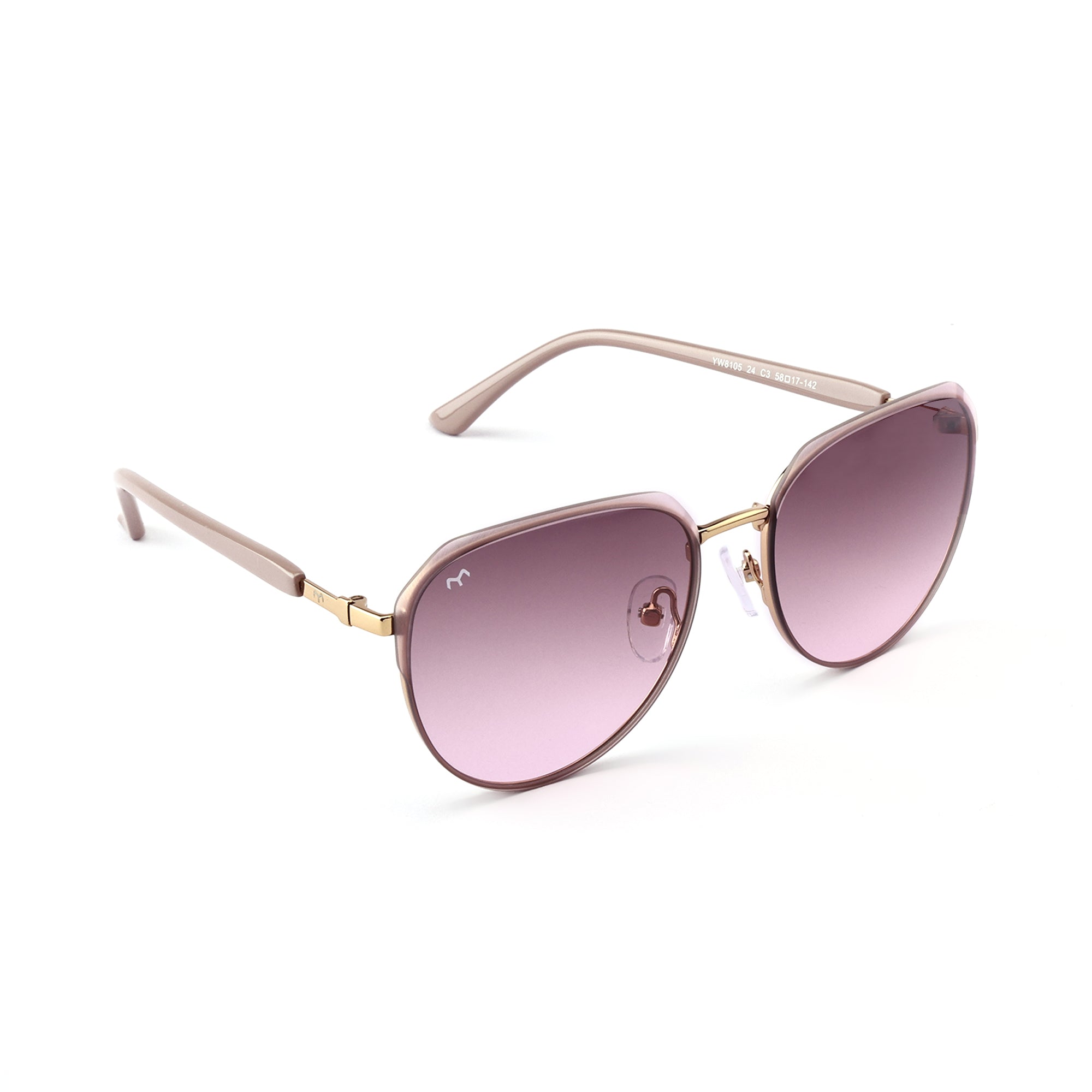 SixSense - Pink Metal Hexagon Sunglasses for Women