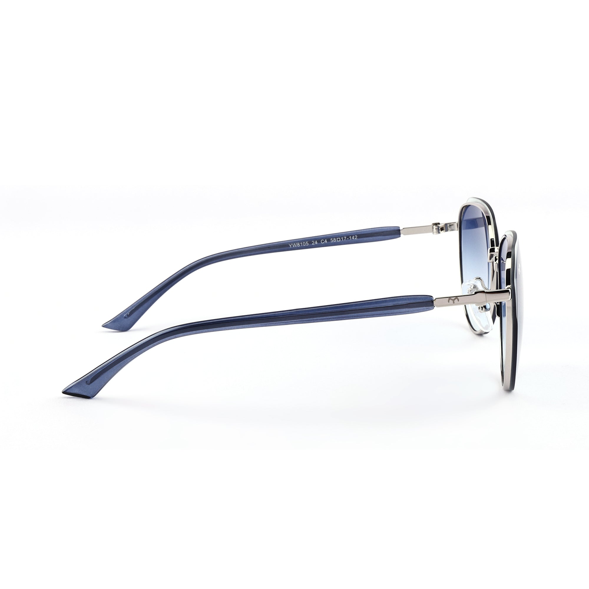 SixSense - Blue Metal Hexagon Sunglasses for Women