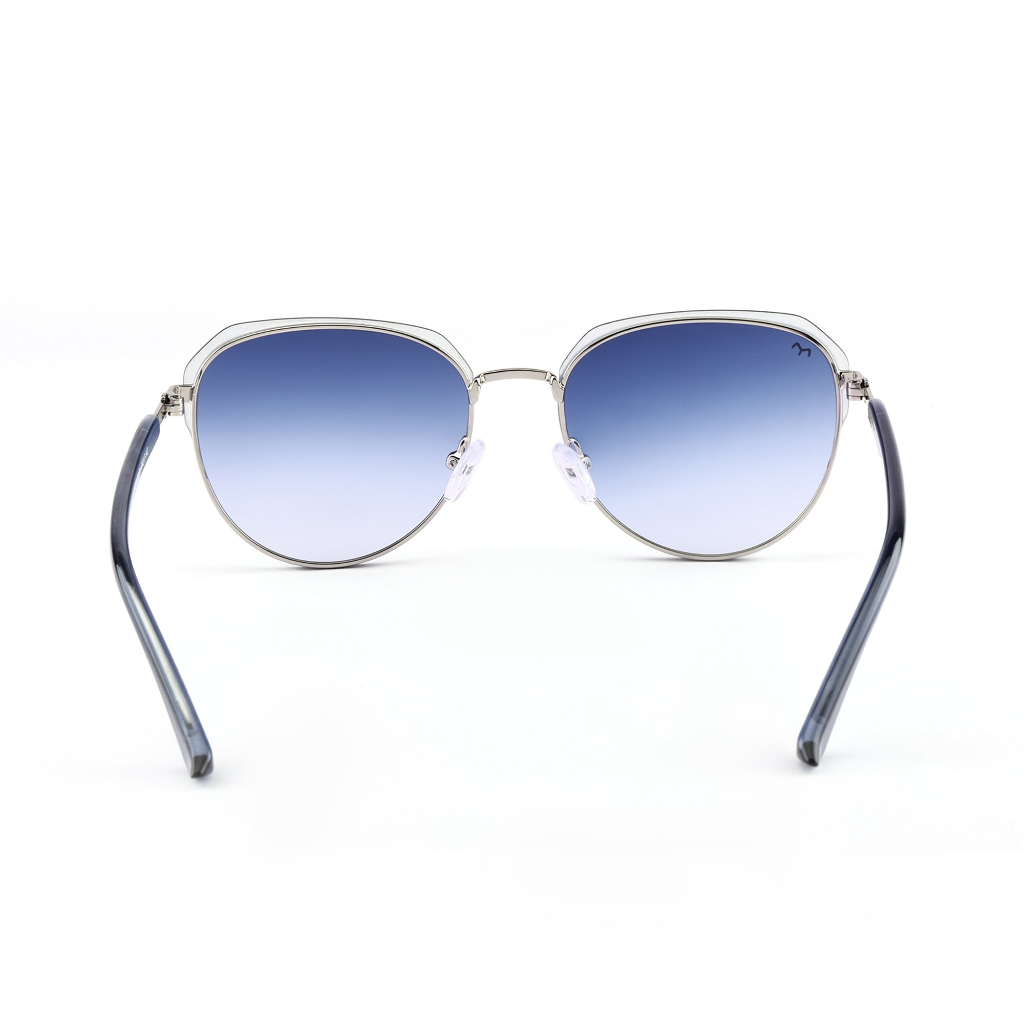 SixSense - Blue Metal Hexagon Sunglasses for Women