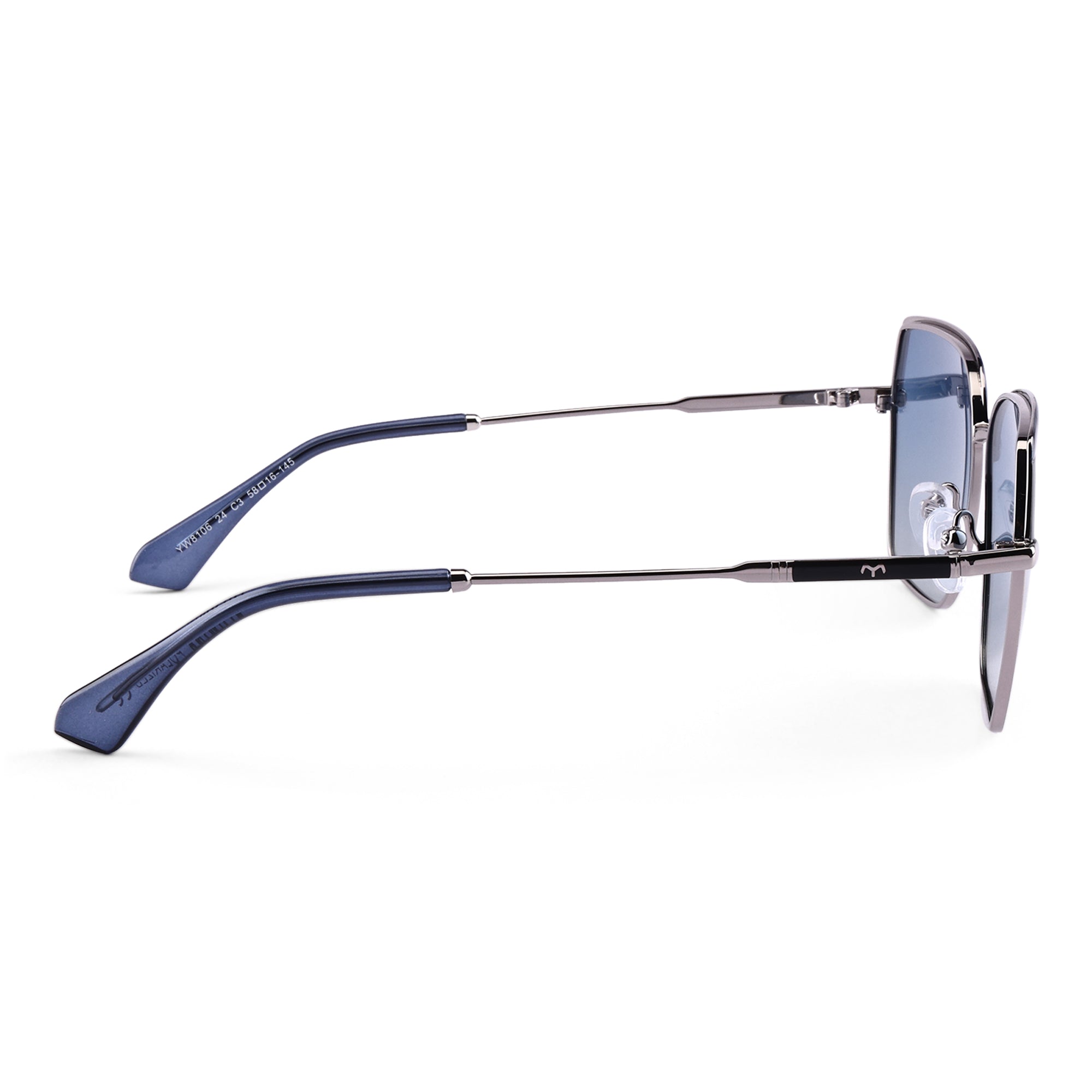 HexaBlink - Blue Metal Hexagon Polarized Sunglasses for Women
