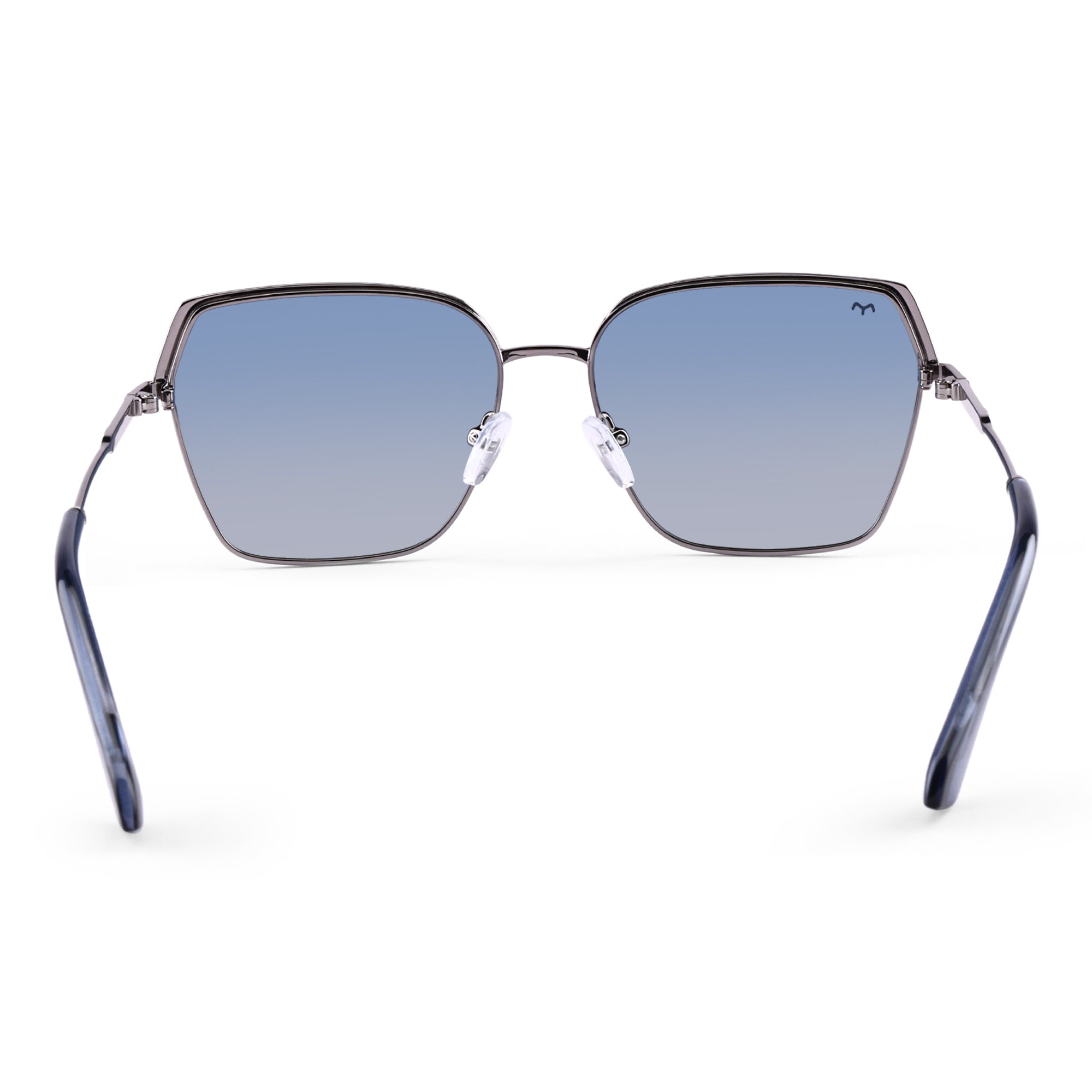 HexaBlink - Blue Metal Hexagon Polarized Sunglasses for Women