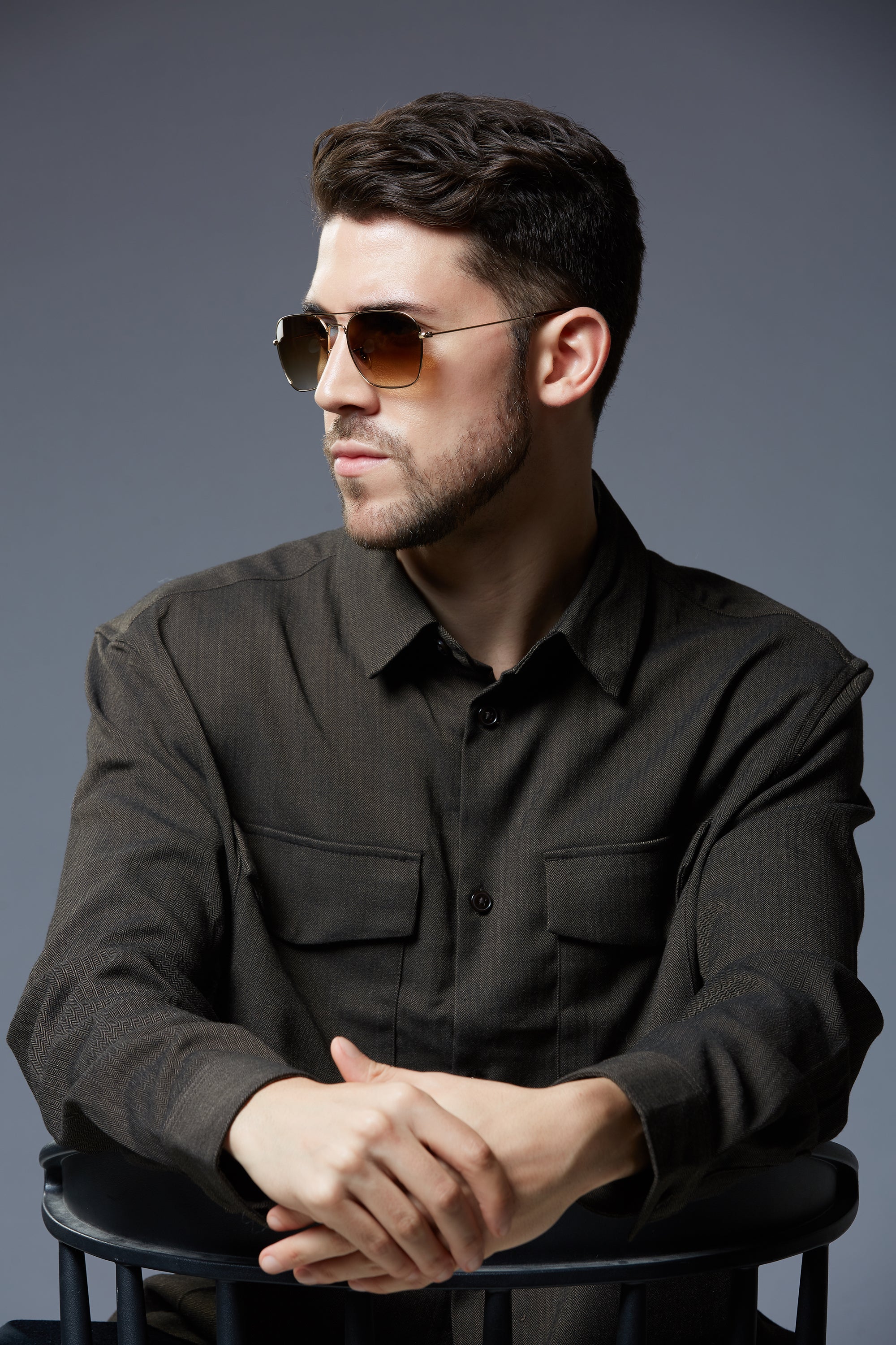 ClearBox - Deep Green Metal Unisex Rectangle Sunglasses