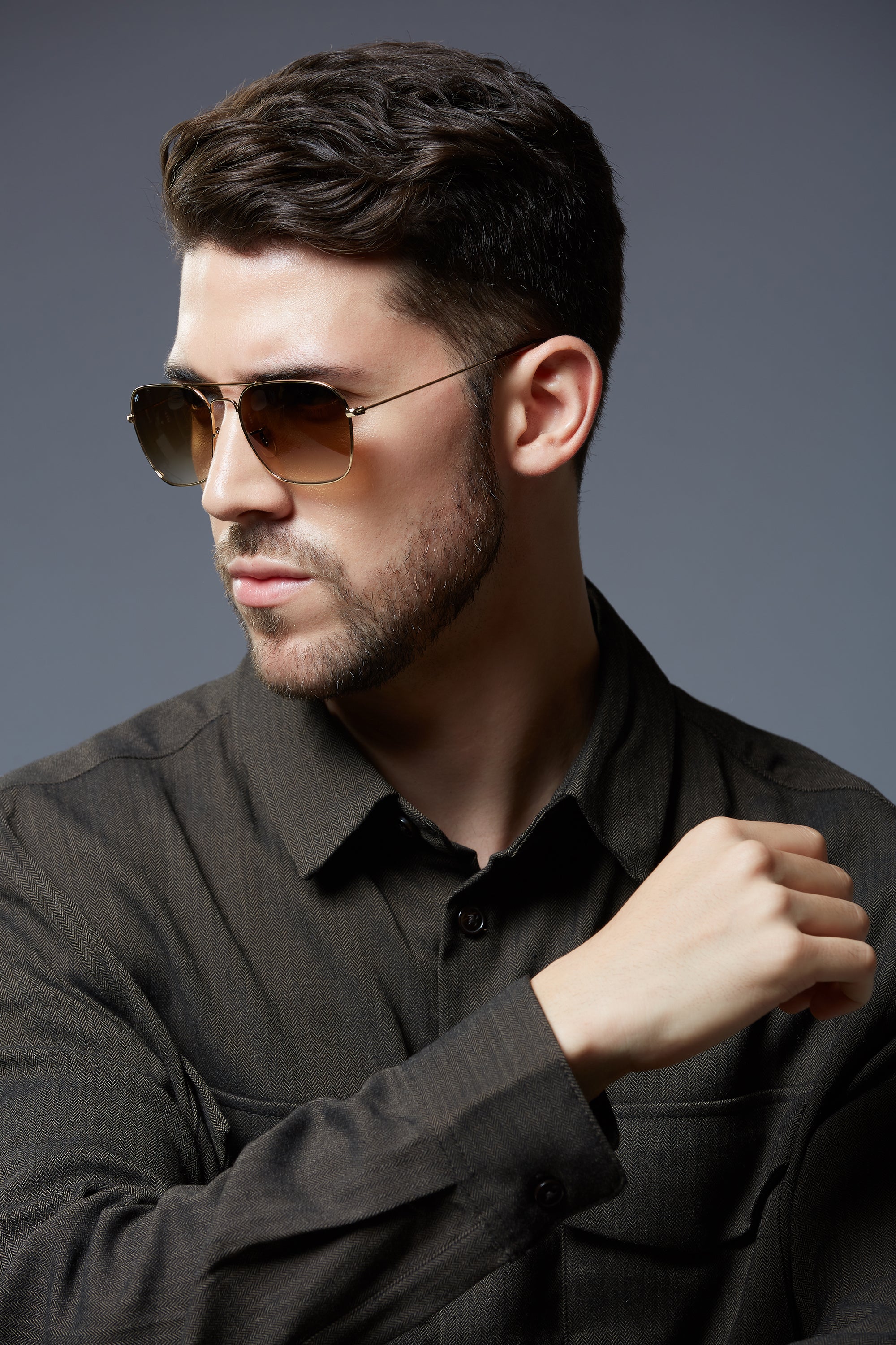 ClearBox - Deep Green Metal Unisex Rectangle Sunglasses