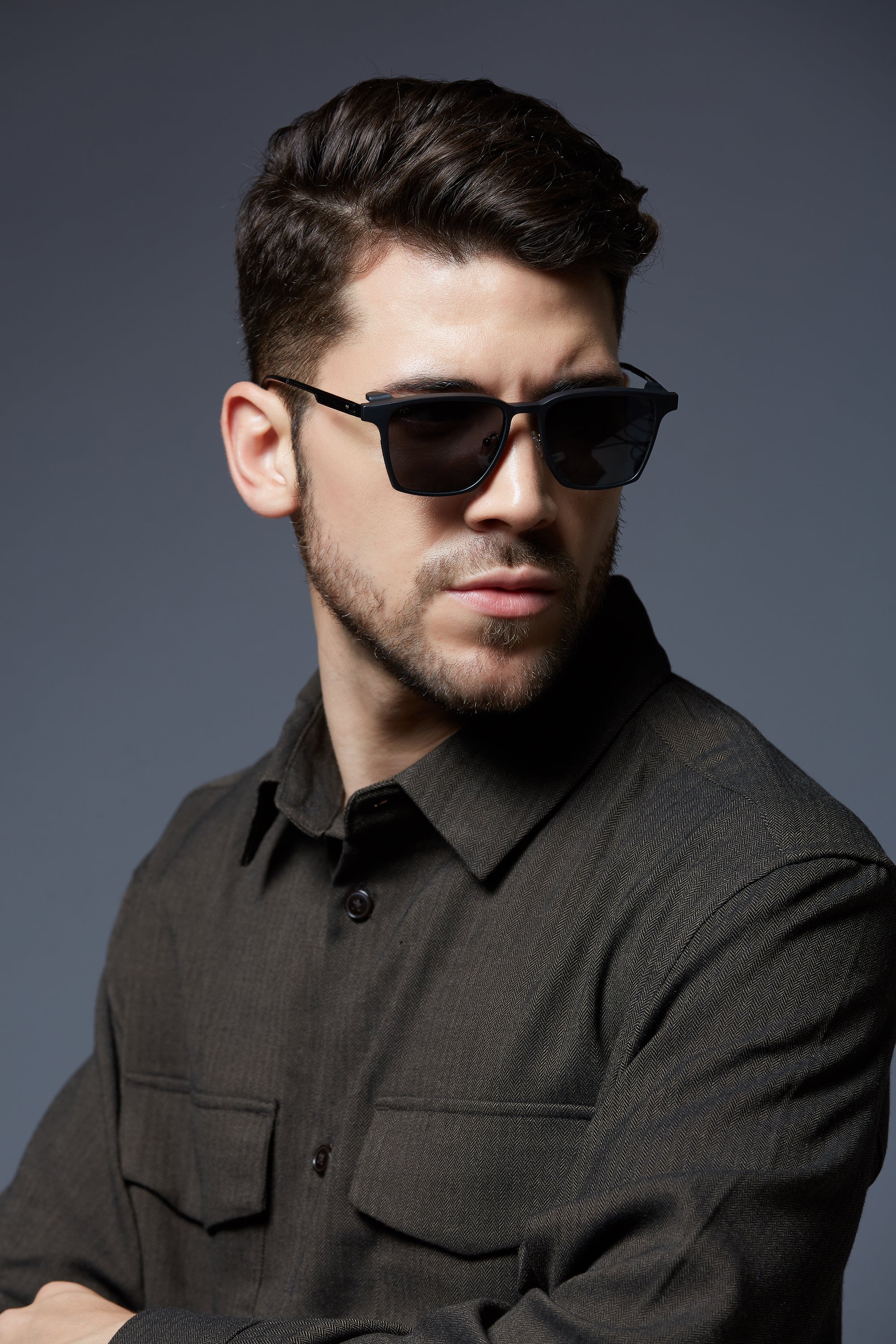 Keystone - Metal Black Square Clip-on Glasses for Men
