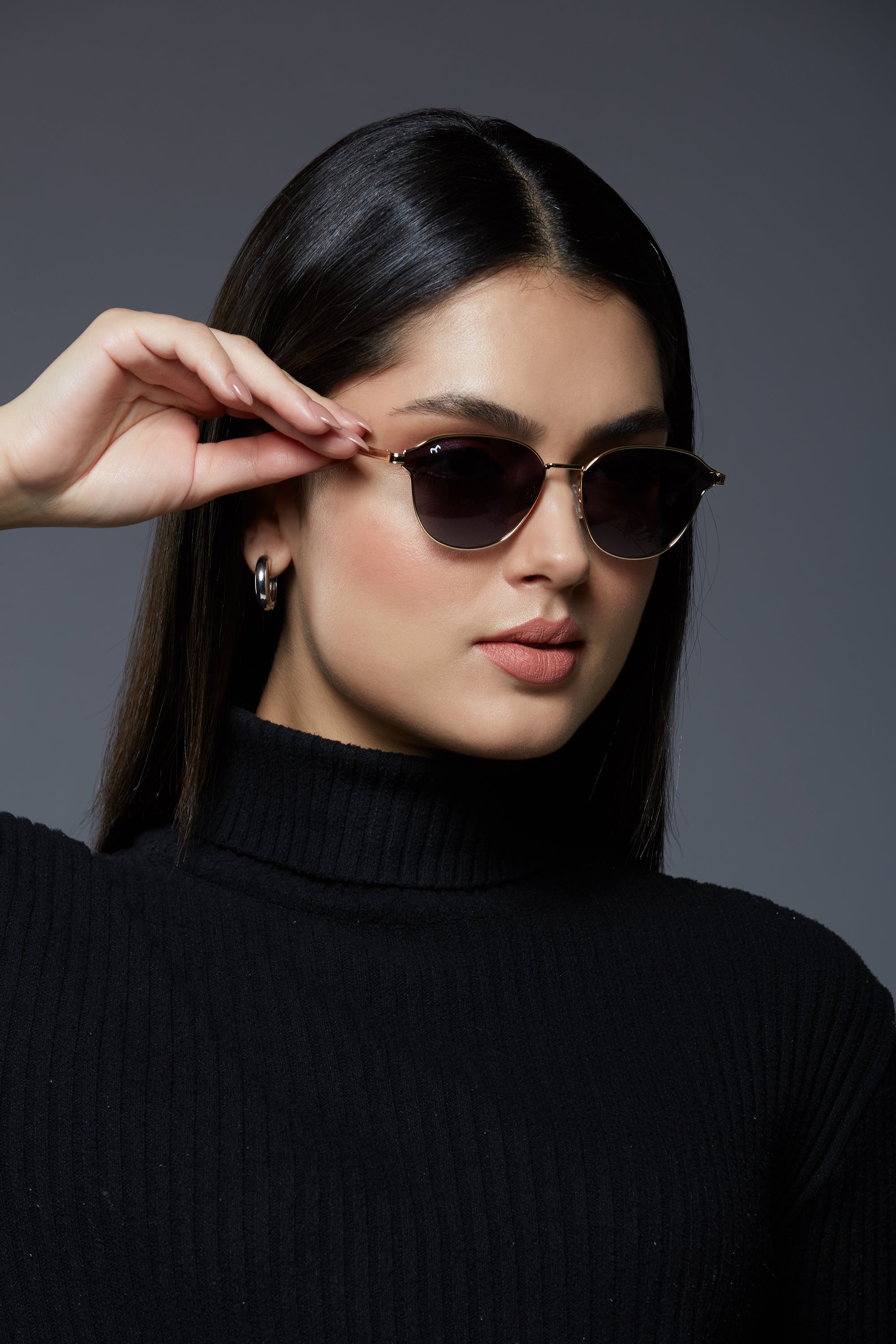 SquareFit - Metal Blue Curve Square Unisex Sunglasses