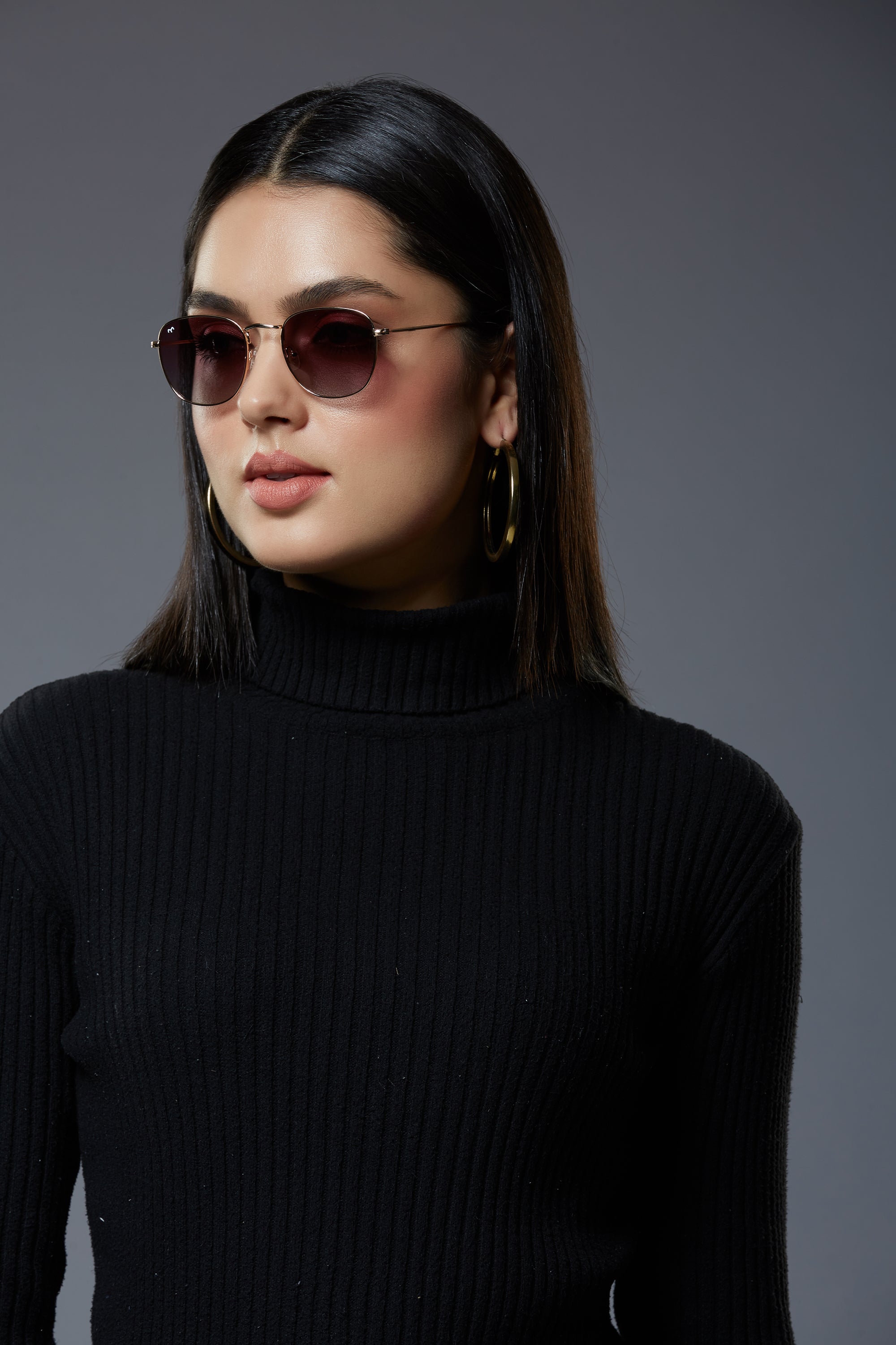 Squarve - Metal Brown Curve Square Unisex Sunglasses