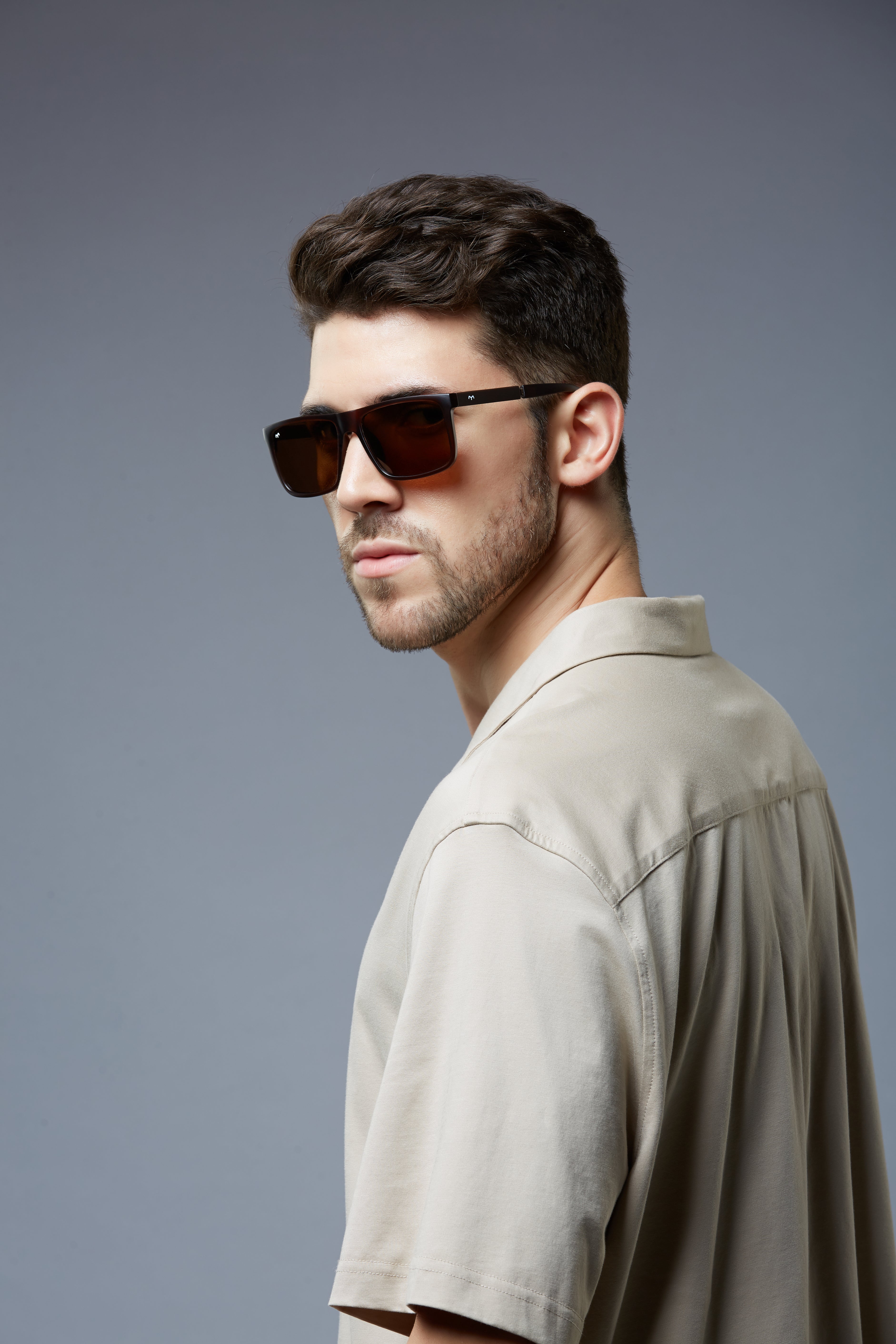BoldBox - TR Big Square Brown Polarized Sunglasses for Men